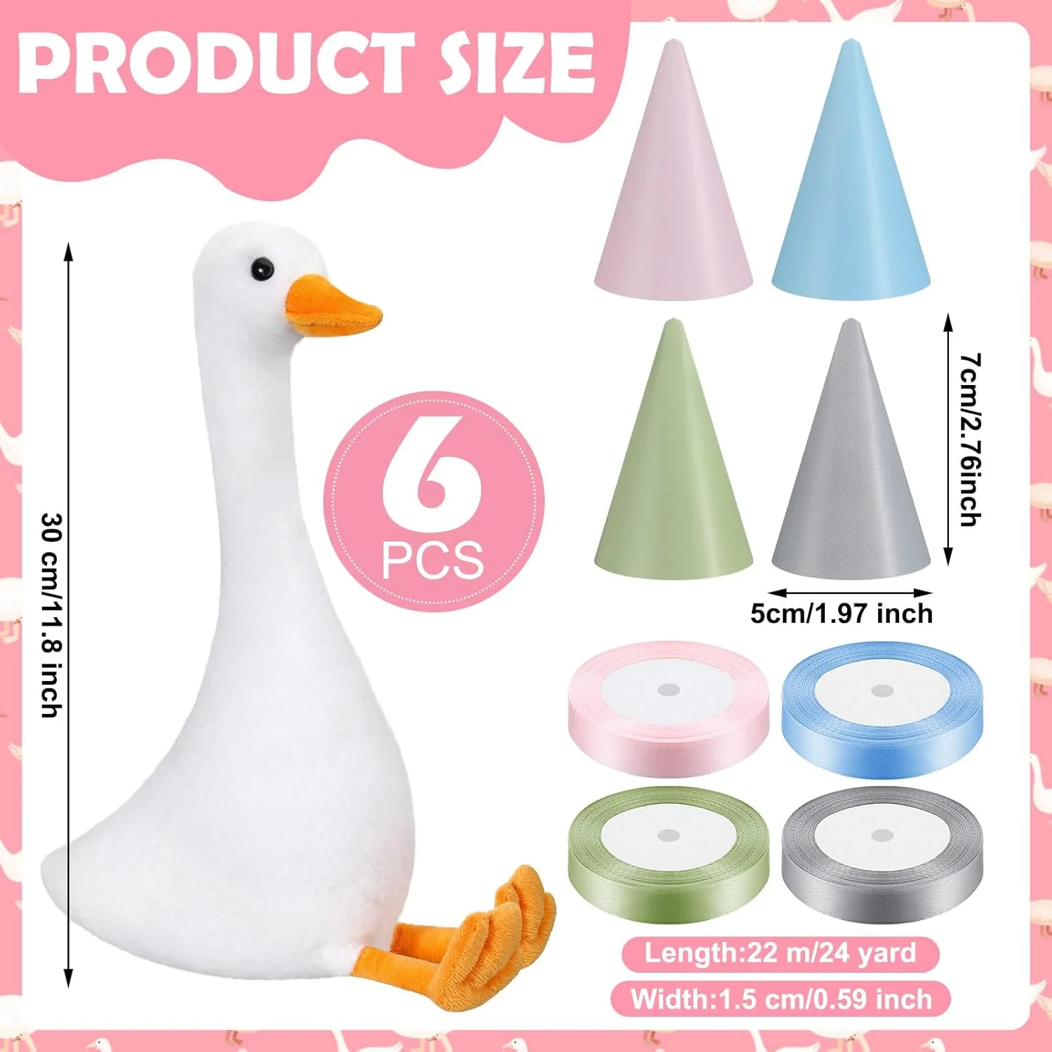 بلووینلی 6 ست هدیه مهمانی یک غاز احمقانه حیوان عروسکی پولیشی 30 سانتی متری با کلاه های مینیاتوری و روبان برای جشن نوزاد دختر پسر دکور مهمانی غاز (رنگارنگ، سبک زیبا) بلووینلی 6 ست هدیه مهمانی یک غاز احمقانه حیوان عروسکی پولیشی 30 سانتی متری با کلاه های مینیاتوری و روبان برای جشن نوزاد دختر پسر دکور مهمانی غاز (رنگارنگ، سبک زیبا)