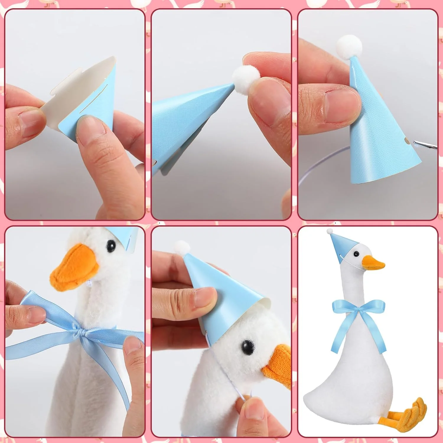 بلووینلی 6 ست هدیه مهمانی یک غاز احمقانه حیوان عروسکی پولیشی 30 سانتی متری با کلاه های مینیاتوری و روبان برای جشن نوزاد دختر پسر دکور مهمانی غاز (رنگارنگ، سبک زیبا) بلووینلی 6 ست هدیه مهمانی یک غاز احمقانه حیوان عروسکی پولیشی 30 سانتی متری با کلاه های مینیاتوری و روبان برای جشن نوزاد دختر پسر دکور مهمانی غاز (رنگارنگ، سبک زیبا)