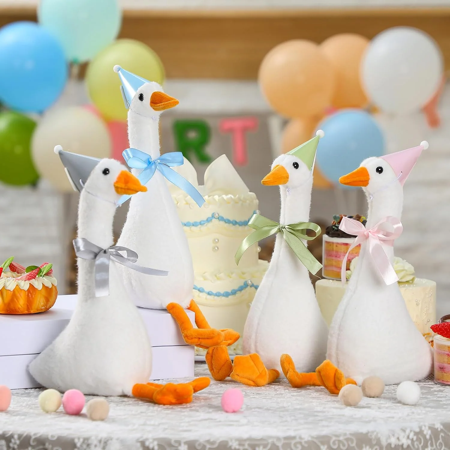 بلووینلی 6 ست هدیه مهمانی یک غاز احمقانه حیوان عروسکی پولیشی 30 سانتی متری با کلاه های مینیاتوری و روبان برای جشن نوزاد دختر پسر دکور مهمانی غاز (رنگارنگ، سبک زیبا) بلووینلی 6 ست هدیه مهمانی یک غاز احمقانه حیوان عروسکی پولیشی 30 سانتی متری با کلاه های مینیاتوری و روبان برای جشن نوزاد دختر پسر دکور مهمانی غاز (رنگارنگ، سبک زیبا)