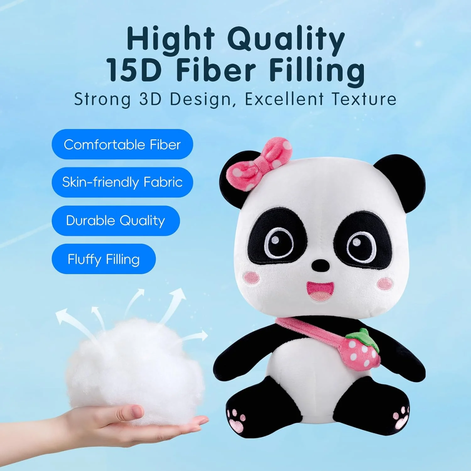 عروسک پولیشی قابل شستشو BabyBus - 7.9 اینچ - حیوان عروسکی پاندا میومیو در حالت نشسته، هدیه اورجینال IP برای کودکان 0-5 سال، هدیه ماه رمضان و عید برای پسران و دختران