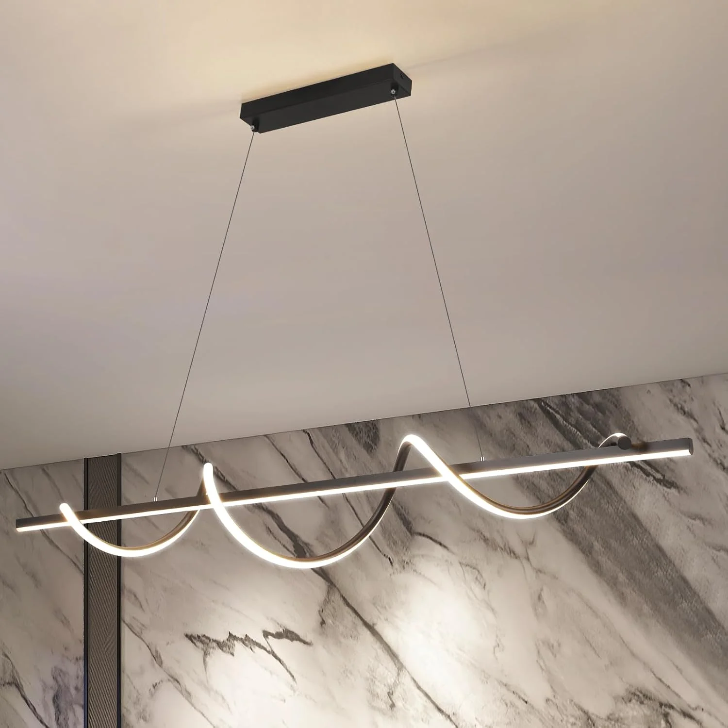 لوستر مدرن ال ای دی YATAI مناسب اتاق غذاخوری - لوستر خطی مشکی کلاسیک 120 سانتی متری برای آشپزخانه و اتاق غذاخوری، رستوران، میز غذاخوری - لوستر آکریلیک با دمای رنگ قابل تنظیم - 53 وات