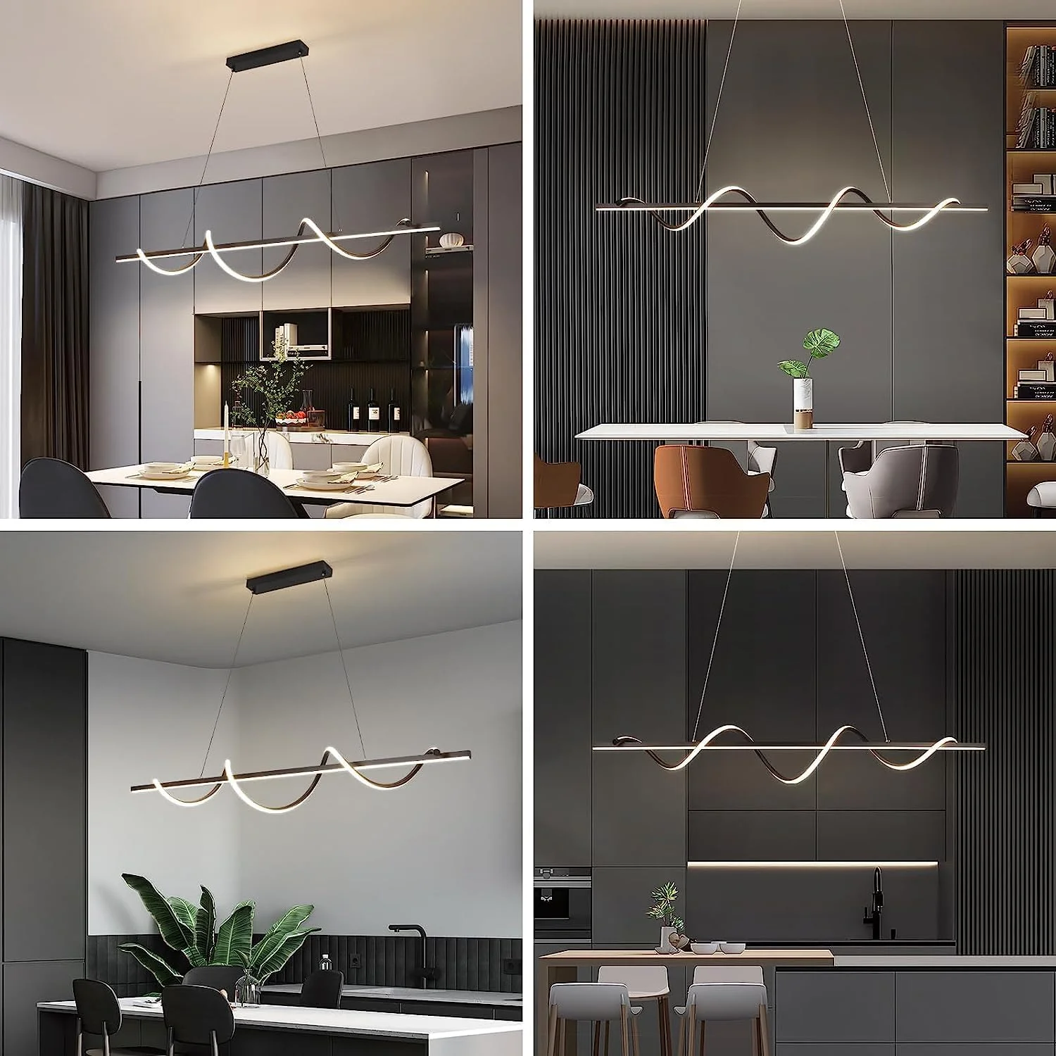 لوستر مدرن ال ای دی YATAI مناسب اتاق غذاخوری - لوستر خطی مشکی کلاسیک 120 سانتی متری برای آشپزخانه و اتاق غذاخوری، رستوران، میز غذاخوری - لوستر آکریلیک با دمای رنگ قابل تنظیم - 53 وات