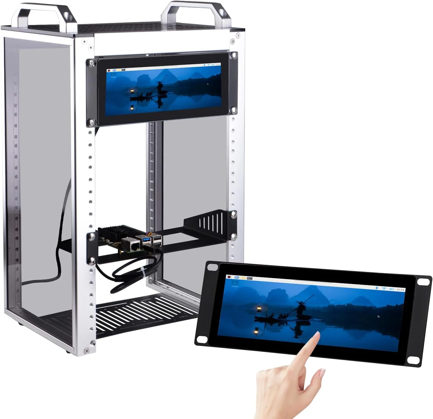 صفحه نمایش لمسی خازنی ال سی دی 7.84 اینچی GeeekPi با رزولوشن 1280x400، مانیتور قابل نصب رک 2U برای DeskPi RackMate T0/T1/T2 صفحه نمایش لمسی خازنی ال سی دی 7.84 اینچی GeeekPi با رزولوشن 1280x400، مانیتور قابل نصب رک 2U برای DeskPi RackMate T0/T1/T2