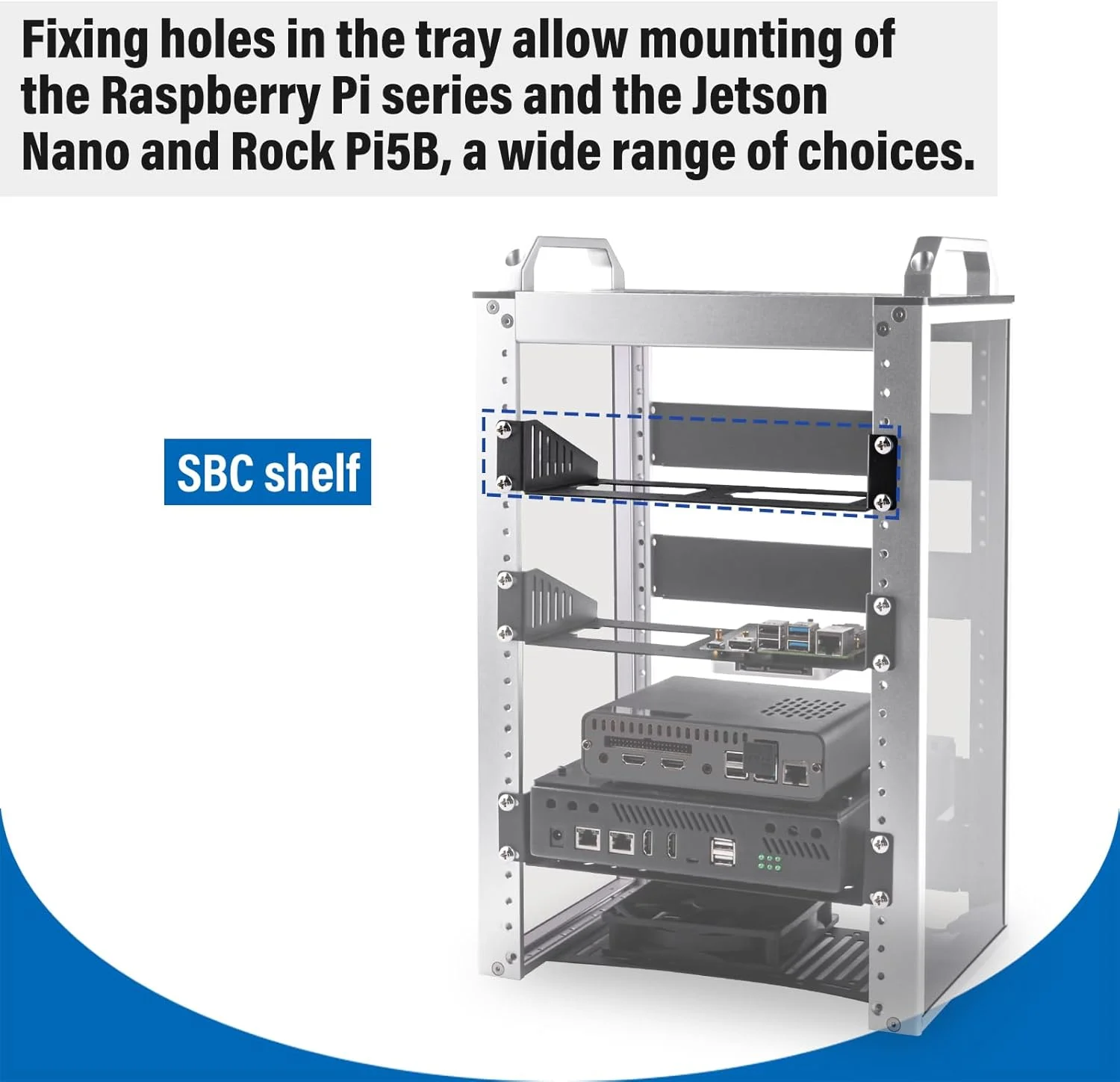 قفسه رک 1U SBC ده اینچی GeeekPi، پشتیبانی از رزبری پای/جتسون نانو/راک پای 5B/برد توسعه و هارد دیسک/SSD 2.5 اینچی، برای رک مونت DeskPi RackMate T1/T0/T2 و رک سرور ده اینچی