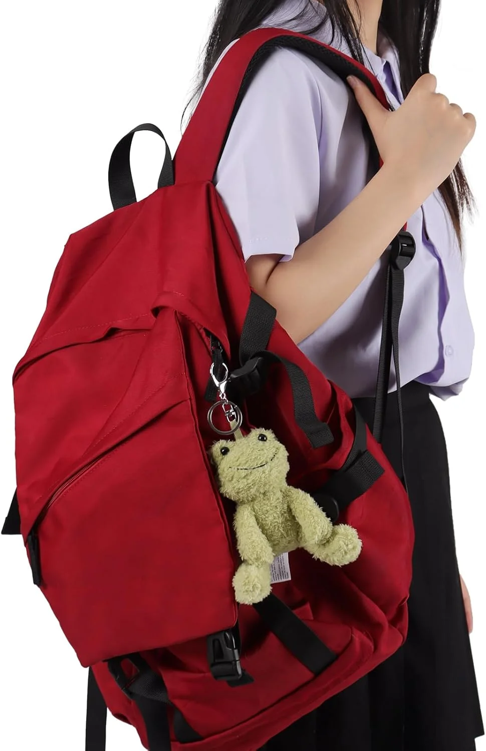 عروسک پولیشی قورباغه سبز بامزه آلو زرد، آویز جاکلیدی نرم برای کیف، کوله پشتی و کیف دستی کودکان (15 سانتی متر)