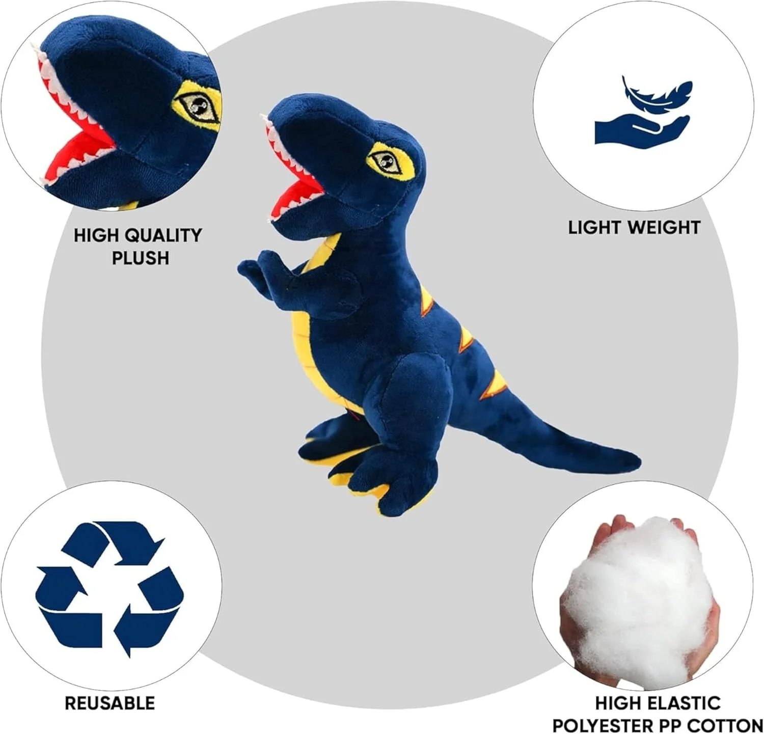 عروسک پولیشی دایناسور - بالش حیوانات پر شده تی رکس نرم 47 سانتی متری، عروسک پولیشی دایناسور نوازش پذیر برای کودکان، پسران، دختران، نوزاد، دکور اتاق - هدیه کوسن پولیشی زیبا برای تولد، کریسمس، اتاق کودک و مسافرت