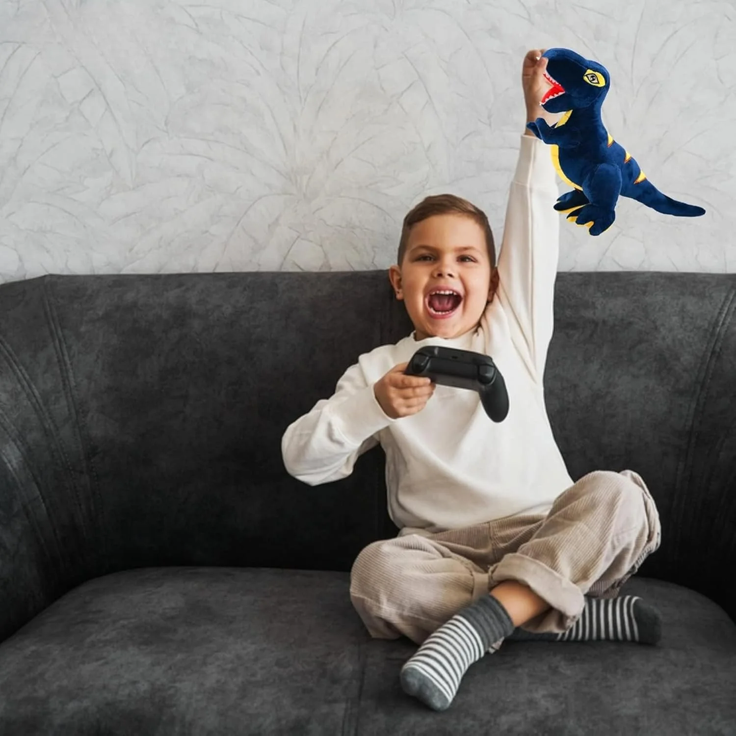 عروسک پولیشی دایناسور - بالش حیوانات پر شده تی رکس نرم 47 سانتی متری، عروسک پولیشی دایناسور نوازش پذیر برای کودکان، پسران، دختران، نوزاد، دکور اتاق - هدیه کوسن پولیشی زیبا برای تولد، کریسمس، اتاق کودک و مسافرت