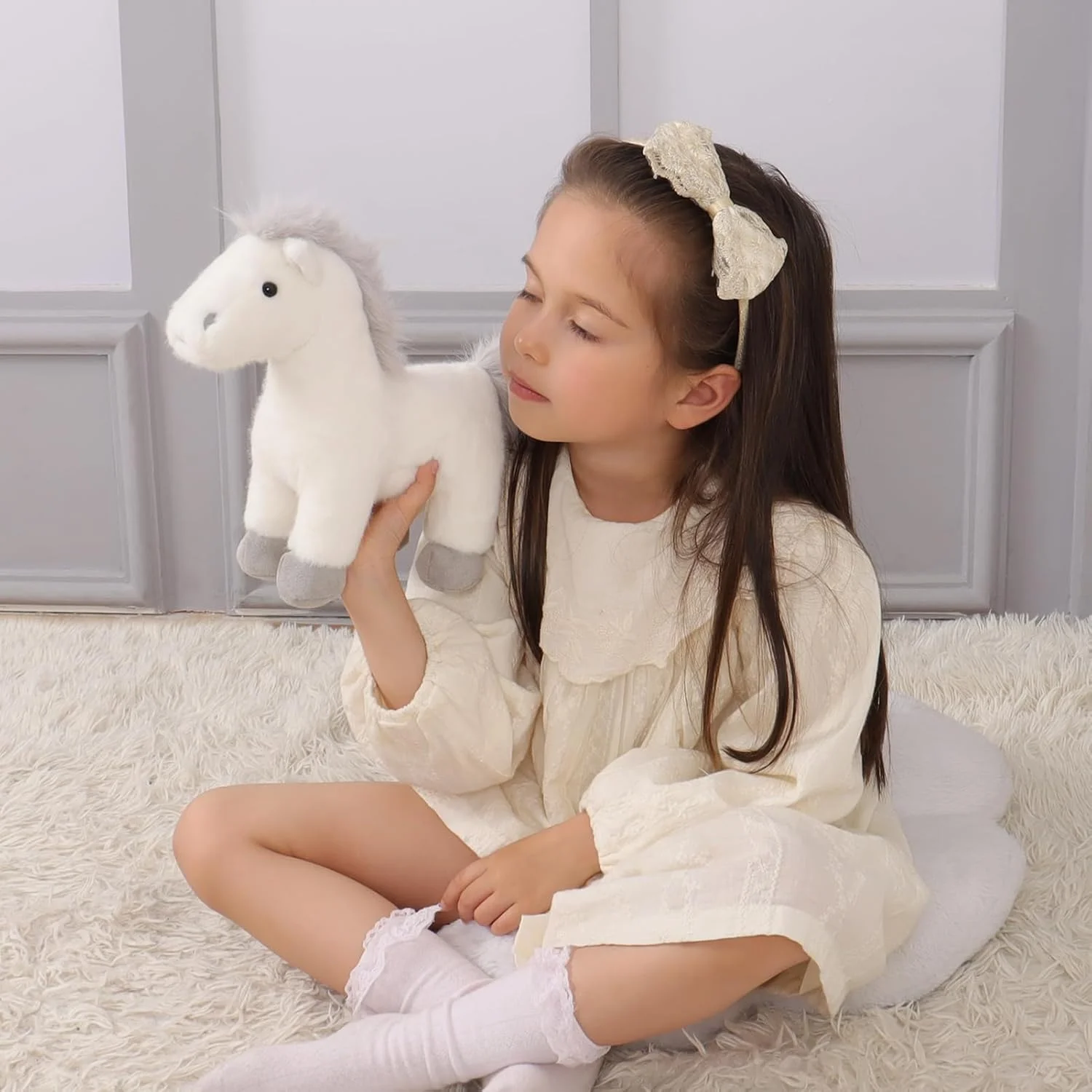 عروسک اسباب بازی بره زردآلو، اسب پونی وحشی سفید، حیوان پر شده نرم و نوازش کردنی، مناسب برای کودکان، 24 سانتی متر عروسک اسباب بازی بره زردآلو، اسب پونی وحشی سفید، حیوان پر شده نرم و نوازش کردنی، مناسب برای کودکان، 24 سانتی متر