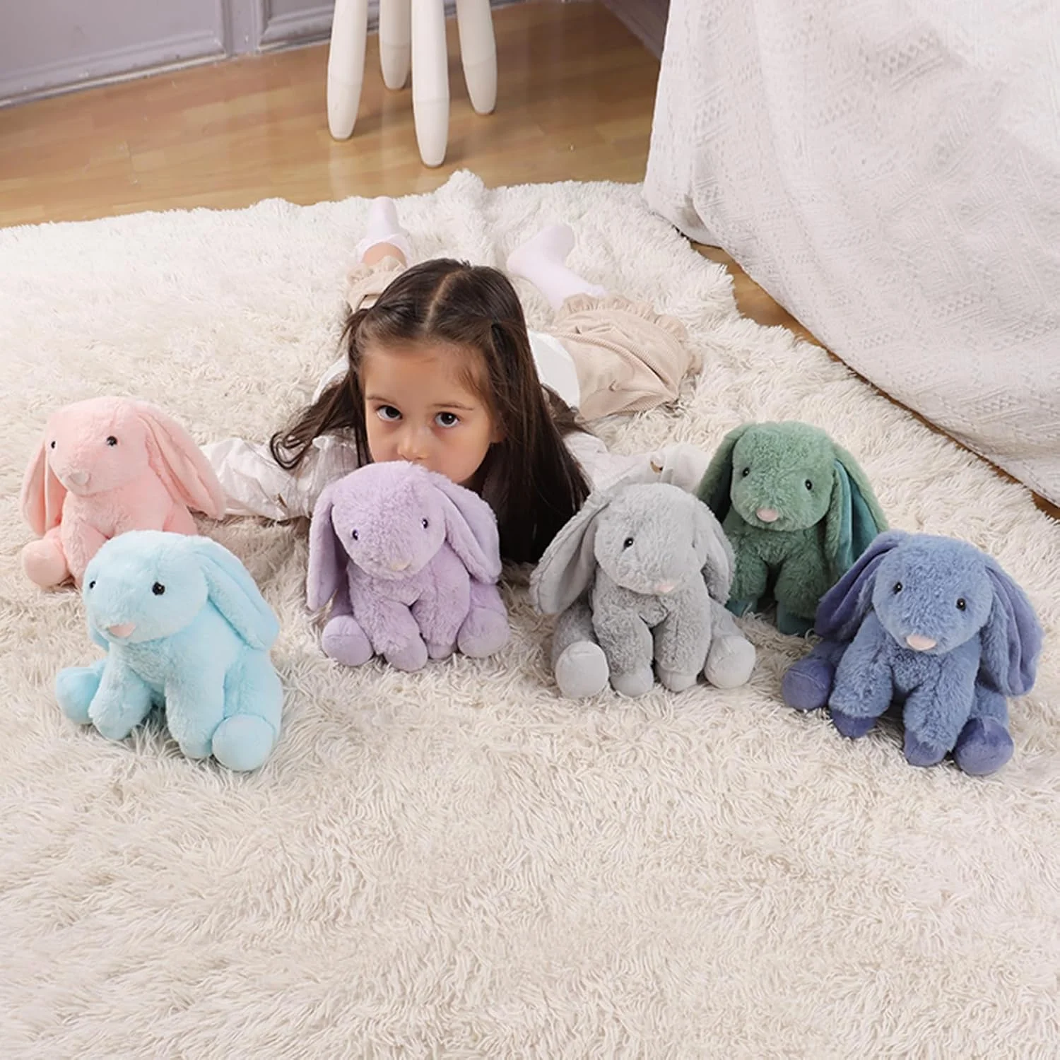 عروسک خرگوش آبی آسمانی زردآلویی برای کودکان، اسباب بازی های نرم و ناز مخمل خواب دار برای نوزاد دختر و پسر، 20 سانتی متر عروسک خرگوش آبی آسمانی زردآلویی برای کودکان، اسباب بازی های نرم و ناز مخمل خواب دار برای نوزاد دختر و پسر، 20 سانتی متر