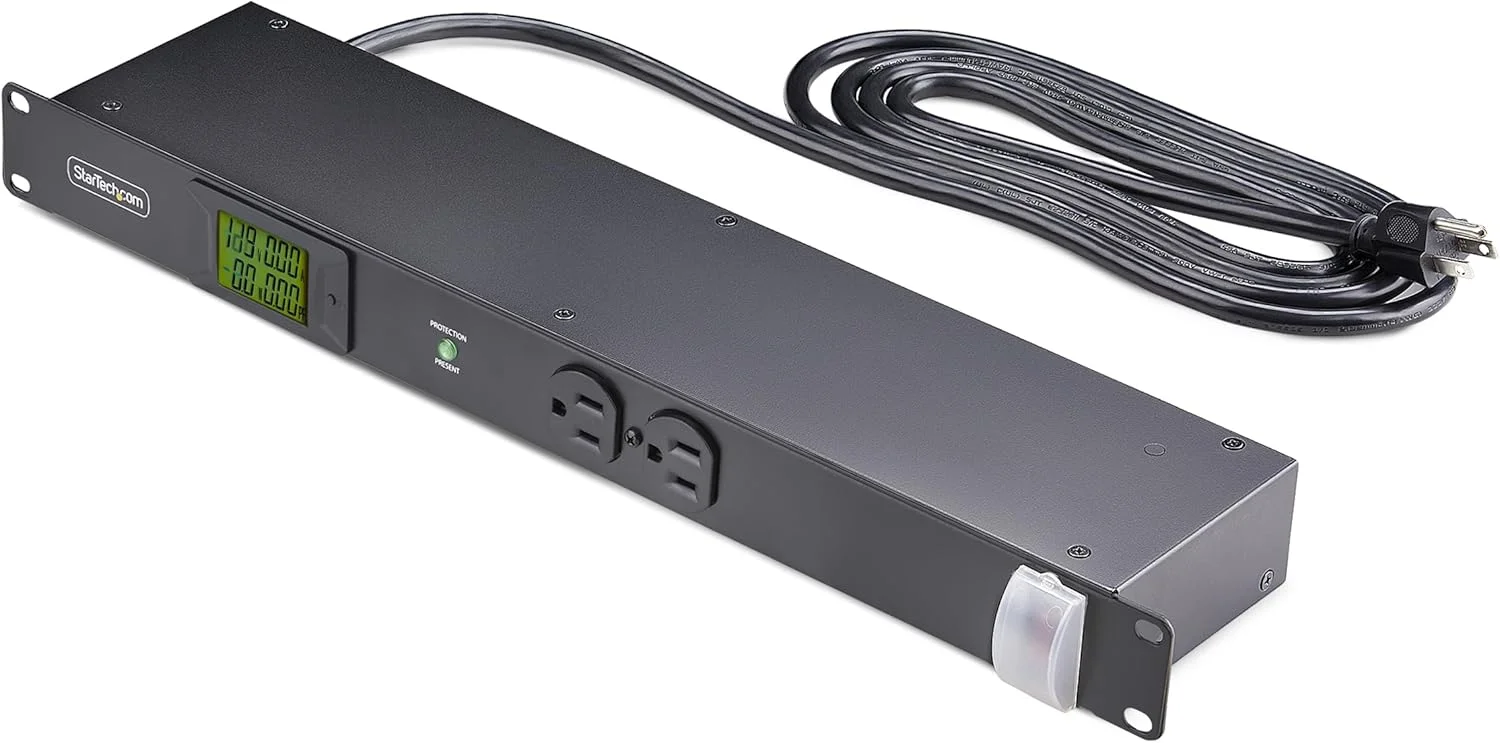 پاور استریپ رک مونت افقی 8 پورت StarTech.com، محافظ برق سرور 1U با کابل برق 2.4 متری، TAA
