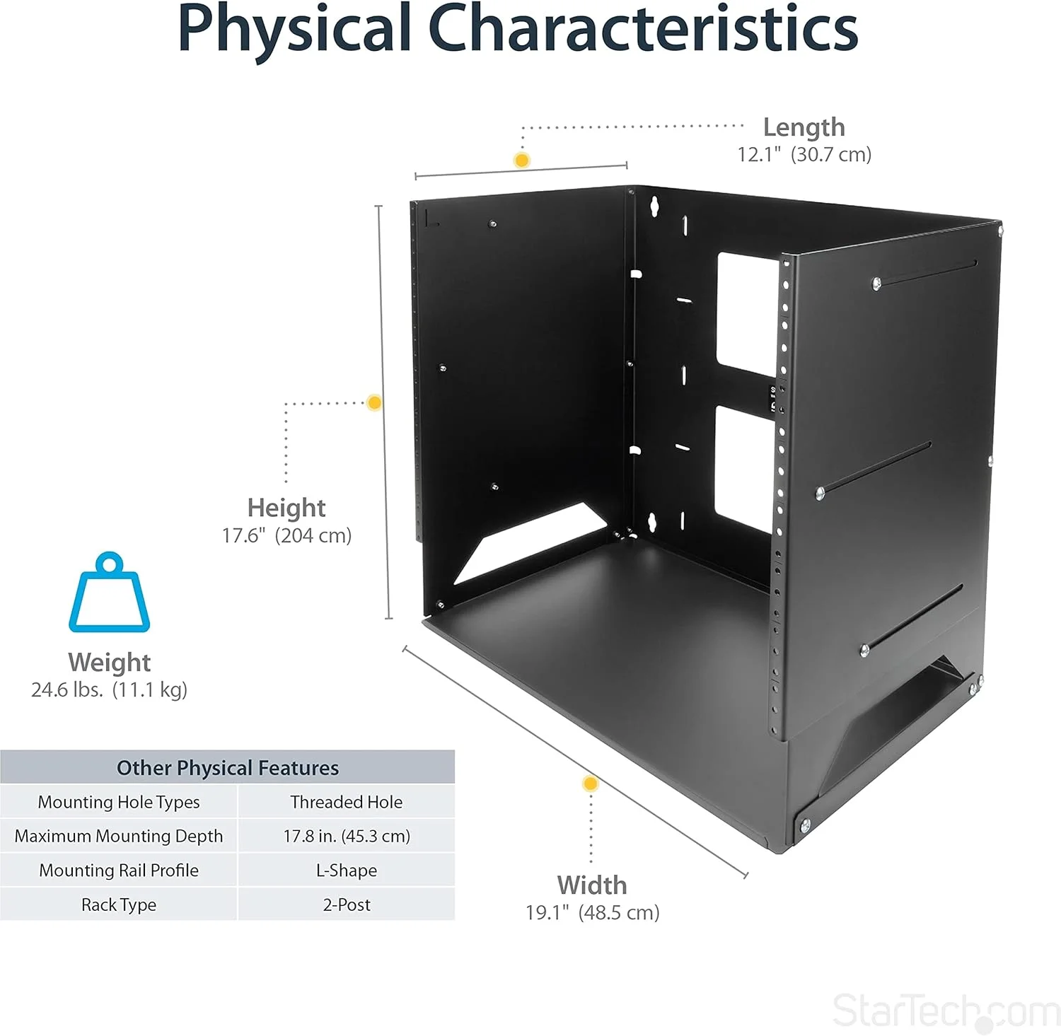 رک شبکه دیواری 8U با فریم باز StarTech.com با قفسه داخلی - رک تجهیزات 2 پستی با عمق قابل تنظیم (12 تا 18 اینچ) - 75.2 پوند (WALLSHELF8U)، مشکی رک شبکه دیواری 8U با فریم باز StarTech.com با قفسه داخلی - رک تجهیزات 2 پستی با عمق قابل تنظیم (12 تا 18 اینچ) - 75.2 پوند (WALLSHELF8U)، مشکی