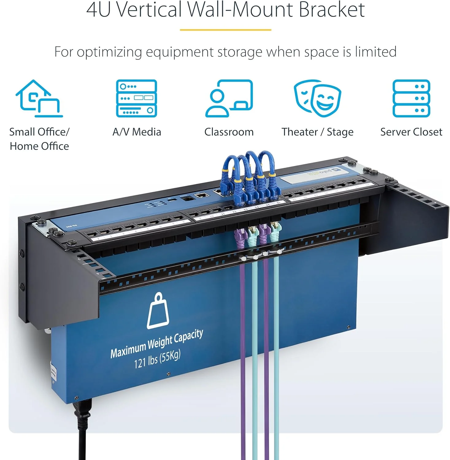 براکت دیواری عمودی 4 یونیت StarTech.com برای تجهیزات قابل نصب در رک 19 اینچی، ظرفیت 55 کیلوگرم، برای پچ پنل ها/سرورها براکت دیواری عمودی 4 یونیت StarTech.com برای تجهیزات قابل نصب در رک 19 اینچی، ظرفیت 55 کیلوگرم، برای پچ پنل ها/سرورها