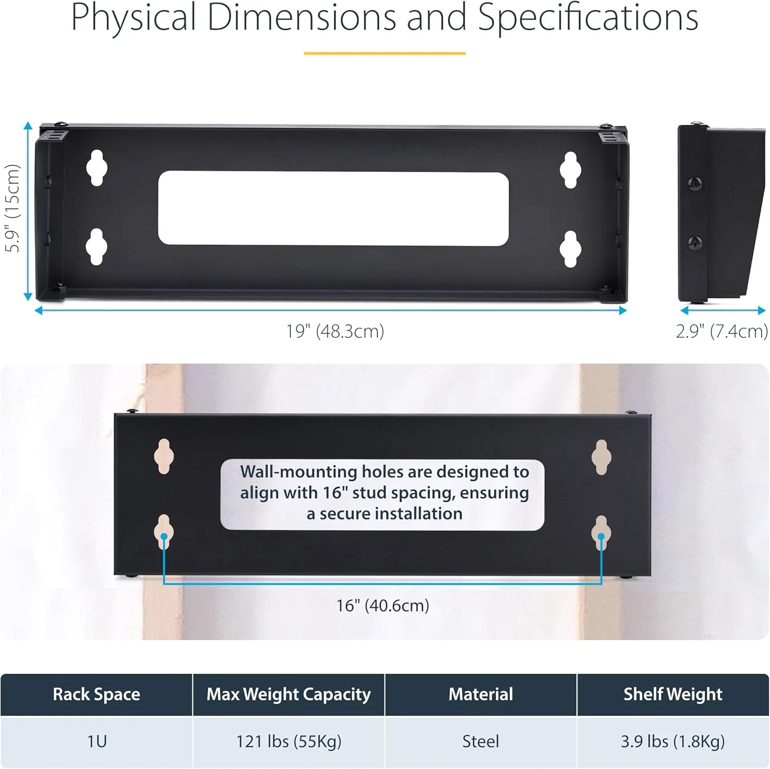 براکت دیواری عمودی 1U استار تک برای تجهیزات قابل نصب در رک 19 اینچی، ظرفیت 55 کیلوگرم، برای پچ پنل ها/سرورها براکت دیواری عمودی 1U استار تک برای تجهیزات قابل نصب در رک 19 اینچی، ظرفیت 55 کیلوگرم، برای پچ پنل ها/سرورها