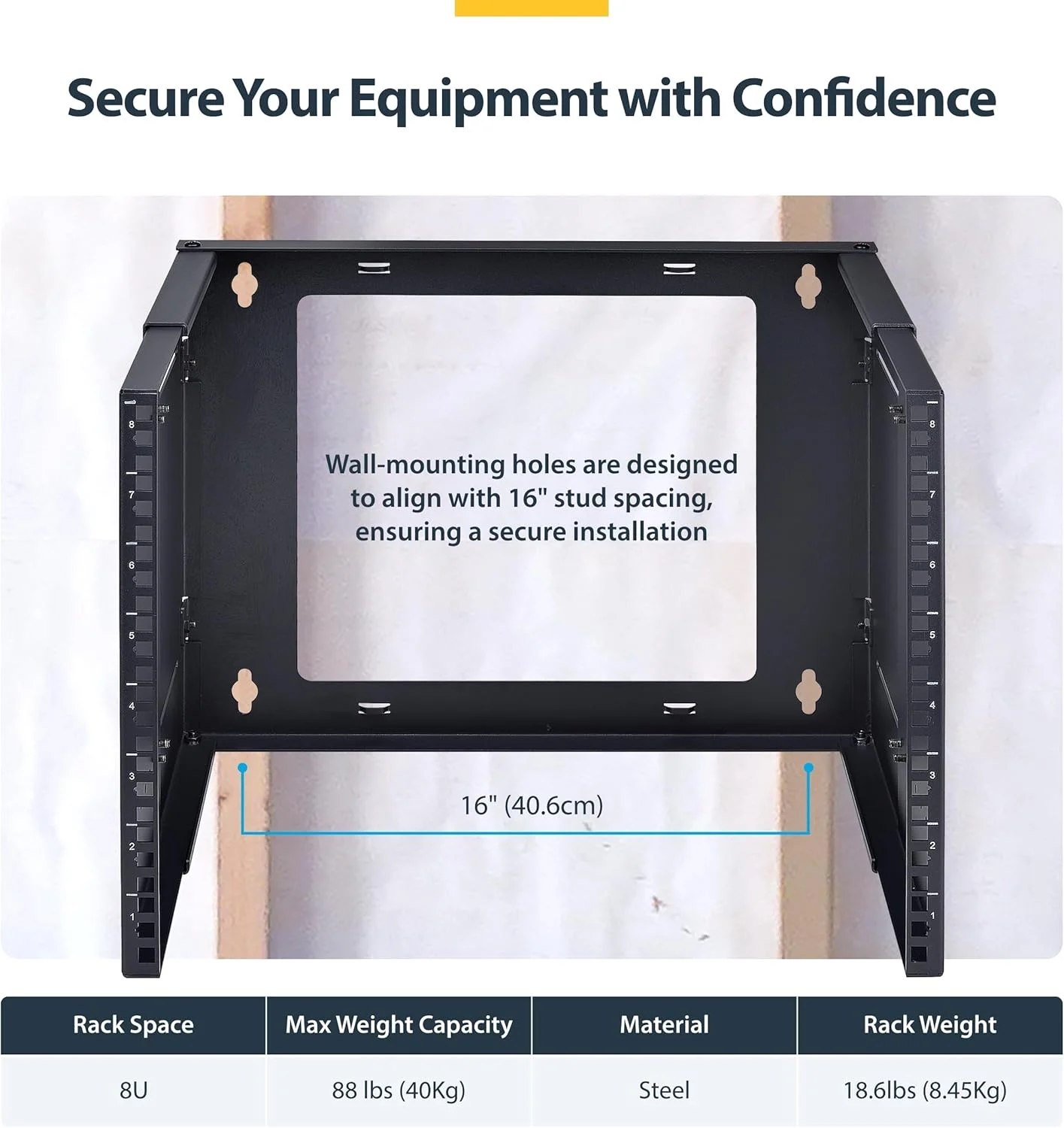 رک دیواری 2-Post استار تک 8U، عمق قابل تنظیم تا 16 اینچ، برای تجهیزات سرور/دیتا/شبکه 19 اینچی، حداکثر 40 کیلوگرم رک دیواری 2-Post استار تک 8U، عمق قابل تنظیم تا 16 اینچ، برای تجهیزات سرور/دیتا/شبکه 19 اینچی، حداکثر 40 کیلوگرم