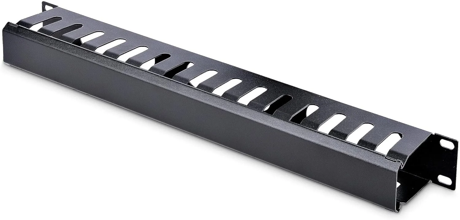 پنل مدیریت کابل رک 1U افقی StarTech.com با پوشش - داکت کابل رک سرور - سازمان دهنده/مدیر کابل رک (CMDUCT1UX)، مشکی