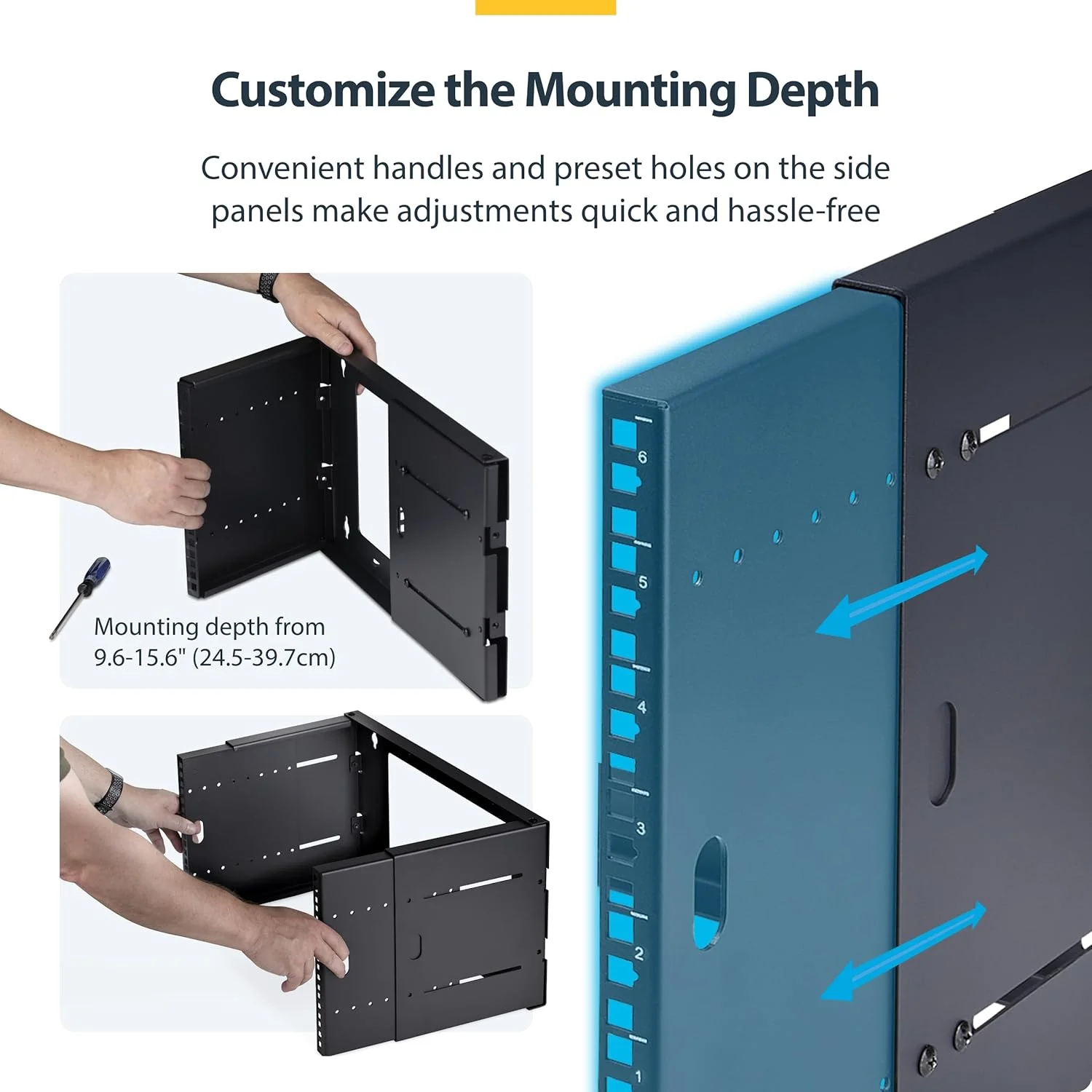 رک دیواری 6 یونیت 2 پستی StarTech.com، عمق قابل تنظیم تا 16 اینچ، برای تجهیزات سرور/داده/شبکه 19 اینچی، حداکثر 40 کیلوگرم