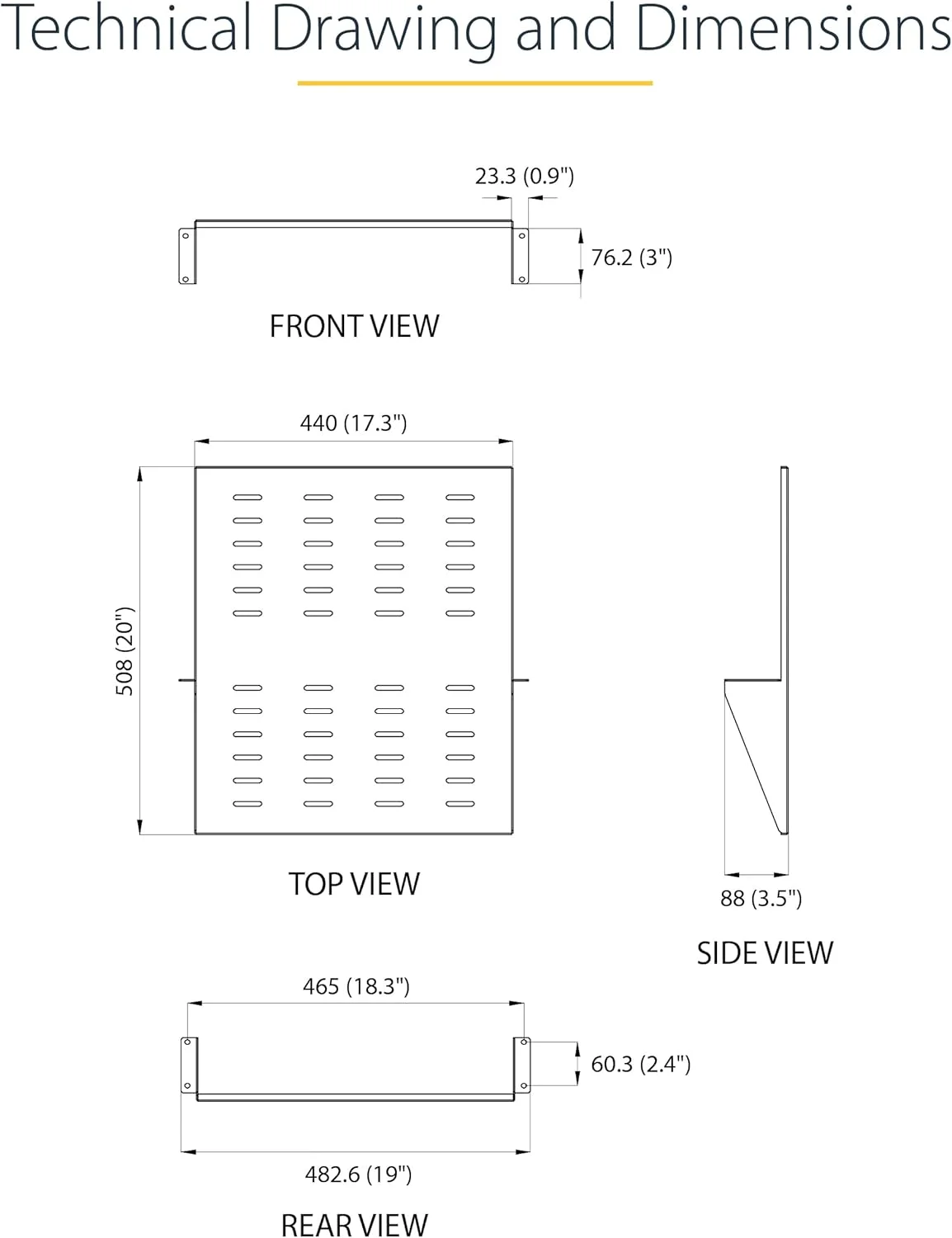 قفسه رک سرور دو پایه StarTech.com - نصب مرکزی - 19 اینچ - 2U - مشکی - تحمل وزن تا 34 کیلوگرم - دارای تهویه (CABSHF2POSTV2)
