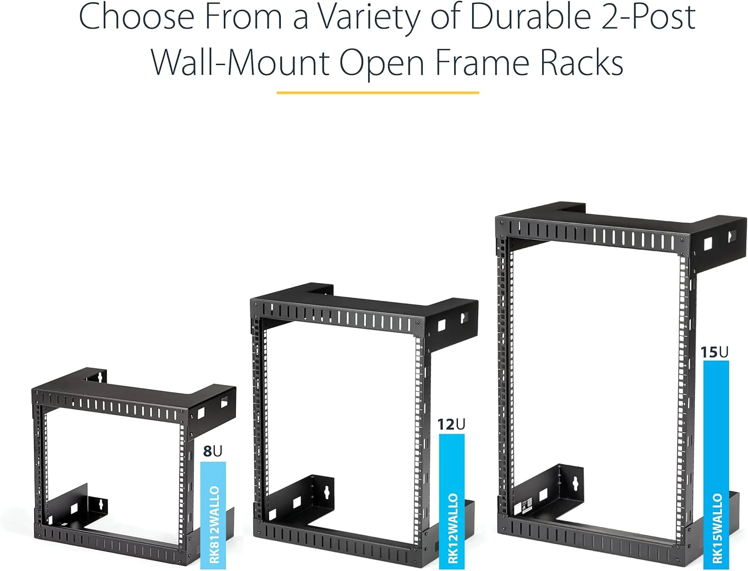 رک شبکه دیواری 2 پایه StarTech.com با ظرفیت سنگین 12U، رک سرور فریم باز 19 اینچی، عمق 12 اینچ، رک داده دیواری برای تجهیزات IT/AV/Patch Panel/کامپیوتر (RK12WALLO)