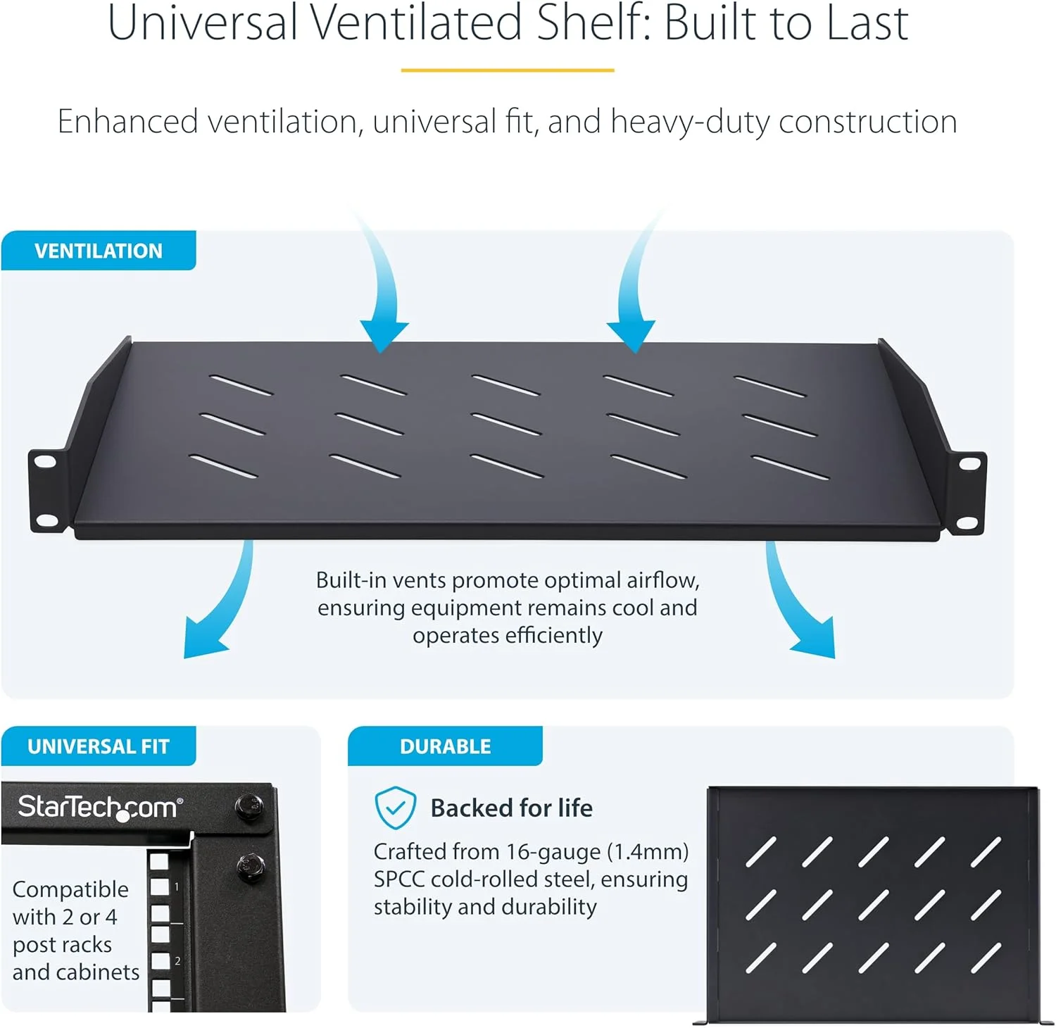 قفسه رک سرور تهویه دار StarTech.com 1U، عمق نصب 31.5 سانتی متر، برای رک/کابینت 19 اینچی، فولاد SPCC، حداکثر 11.3 کیلوگرم قفسه رک سرور تهویه دار StarTech.com 1U، عمق نصب 31.5 سانتی متر، برای رک/کابینت 19 اینچی، فولاد SPCC، حداکثر 11.3 کیلوگرم