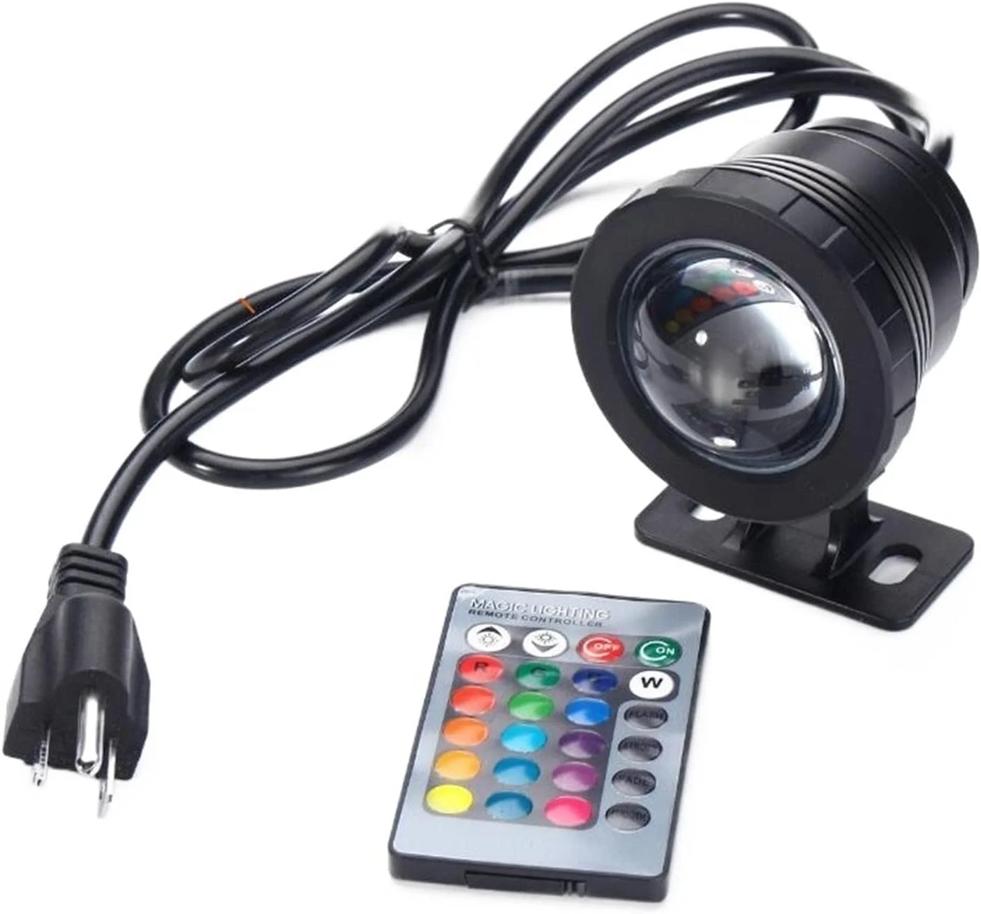 چراغ های LED بیرونی، چراغ ضد آب و ضد خوردگی برای فواره، آکواریوم، استخر، نورافکن باغ (دوشاخه آمریکایی مشکی، 10 وات)