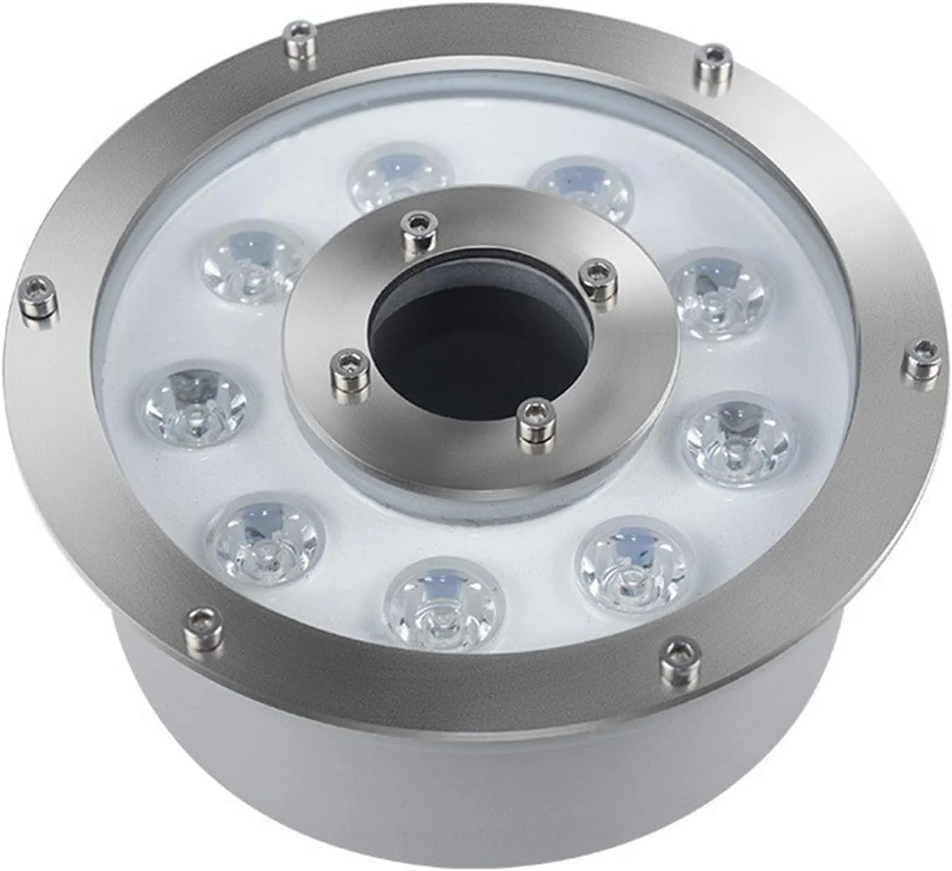 چراغ ال ای دی استخری حلقه ای فواره ای AC12V/24V ضد آب IP68 استیل ضد زنگ غوطه ور برای فواره های فضای باز نور منظره آبشار (قرمز، 12W-AC24V)