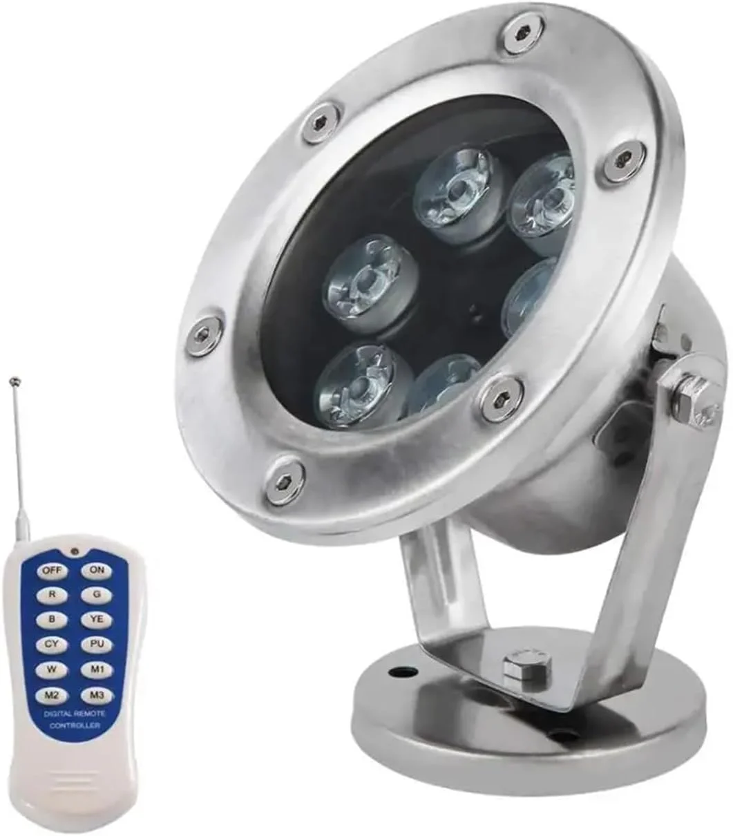 چراغ های استخری RGB زیر آب VSHENG، چراغ های LED ضد آب IP68 برای فواره، چراغ استخر برای باغ، پارک، استخر شنا، آبشار و نورپردازی محوطه (3W-AC12V)