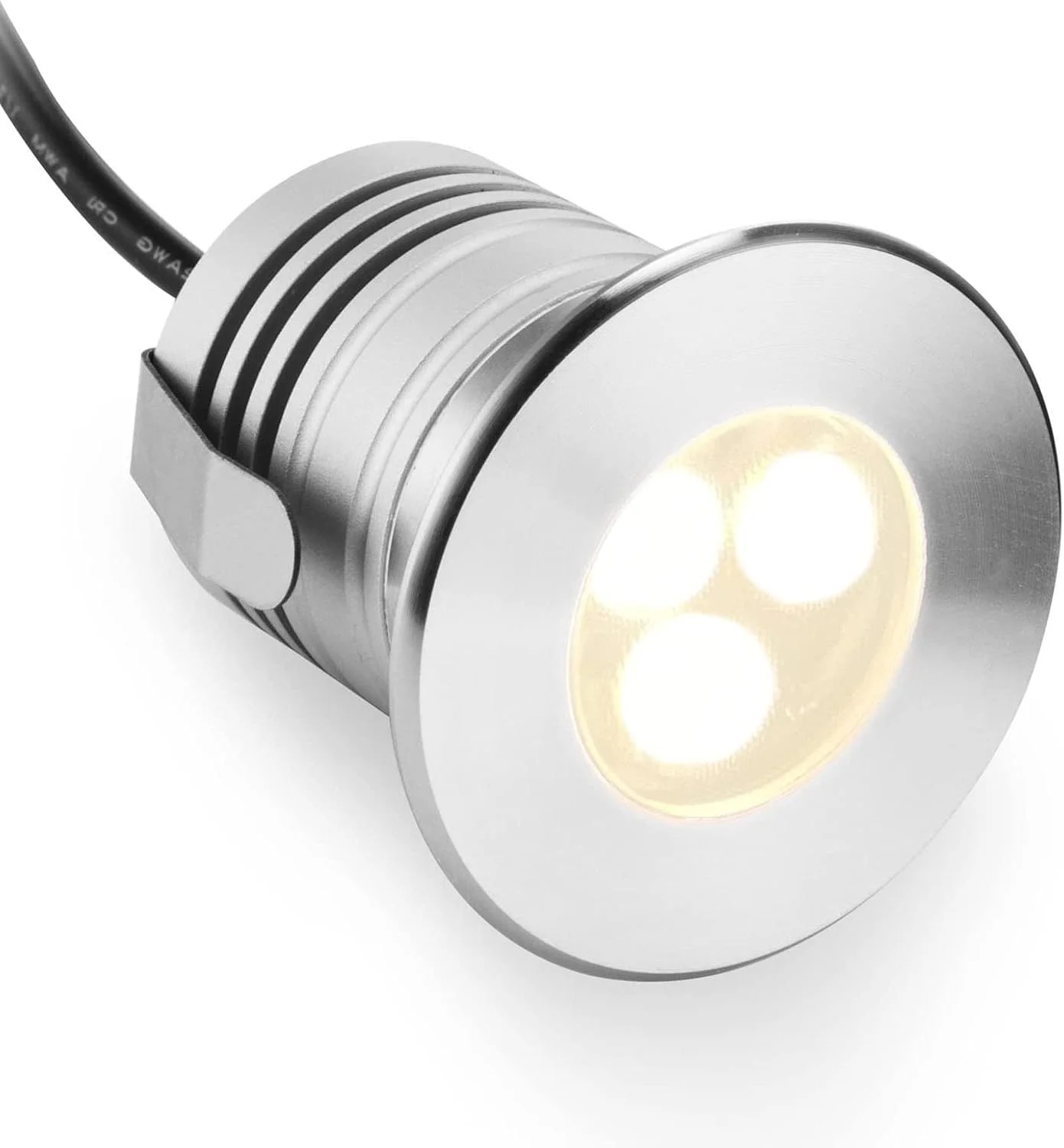 چراغ های LED زیر آبی استخری، چراغ های حلقه ای فواره 3 وات 12V-24V DC، چراغ های ضد آب IP68 استیل ضد زنگ، لامپ برای استخرهای شنای داخل زمینی، حوضچه ها، فواره ها، پله ها (رنگ: نور گرم 3000)