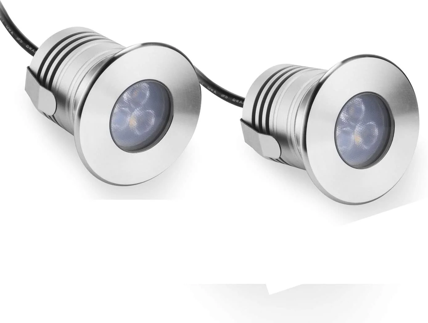 دو عدد چراغ استخری LED زیر آب، چراغ های حلقه ای فواره 3 وات 12 ولت - 24 ولت DC، چراغ های ضد آب استیل ضد زنگ IP68، لامپ برای استخرهای شنای داخل زمین، حوضچه ها، فواره ها، پله ها (رنگ: آبی (3 وات)، نقره ای)