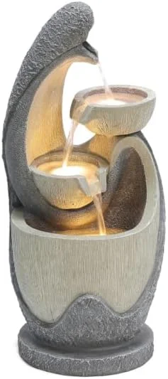 آبنمای آبشاری سانکوست با نور ال ای دی - WC-WXF2206157 پلی رزین - بژ 26x26x60.5 سانتی متر