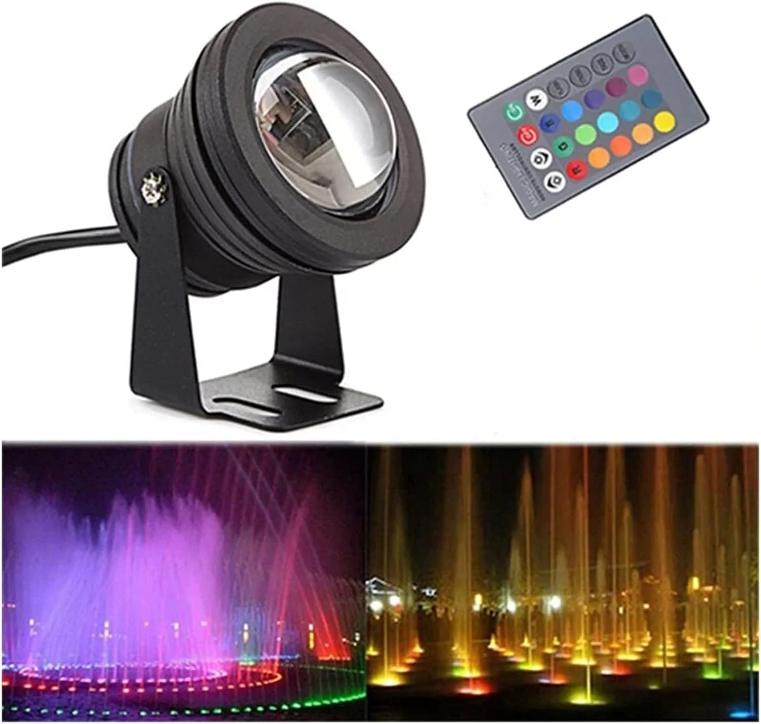 چراغ ال ای دی غوطه ور - چراغ نقطه ای فرورفته در فضای باز، چراغ های محوطه سازی 10 وات RGB با کنترل از راه دور، چراغ فواره ال ای دی ضد آب IP68، نورافکن زیر آب برای استخر (رنگ: Rgb+remo)