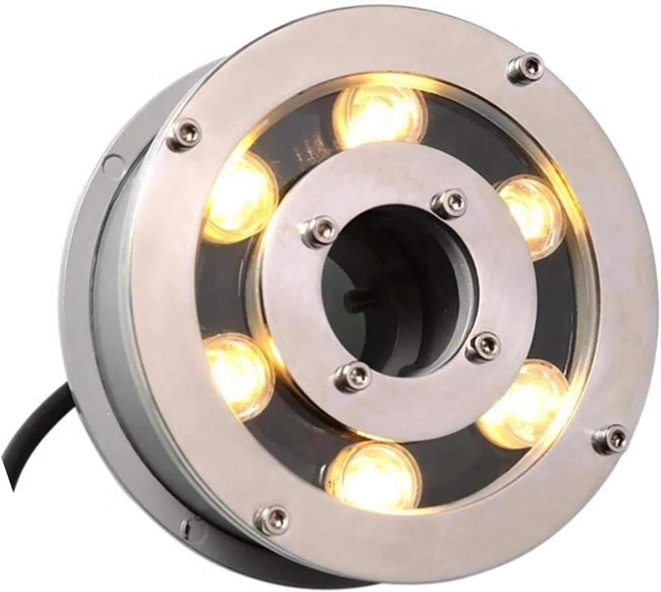 چراغ فواره LED زیر آب - چراغ استخری حلقه ای LED، نورافکن ضد آب IP68 با جنس استیل ضد زنگ، چراغ های حوضچه سوراخ دار، برای نورپردازی تزئینی باغ/فواره/محوطه (بنفش، 9 وات (12