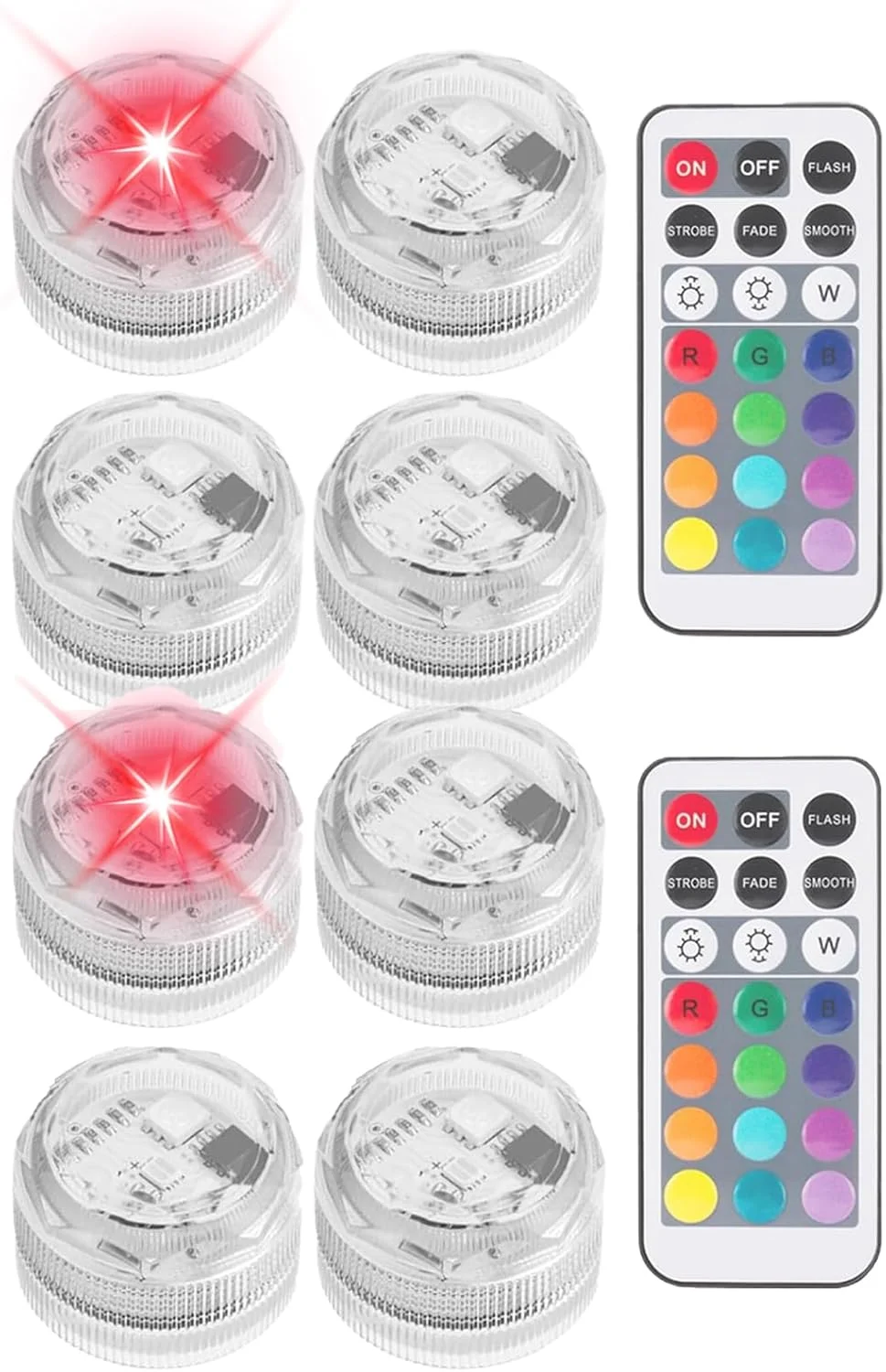 چراغ های کپسولی LED برای دستگاه های یخ در بهشت FS301/FS300 - بسته 8 عددی چراغ های کوچک قابل استفاده مجدد، 13 رنگ و 4 حالت، طراحی اندازه درب بطری، بدون نیاز به نصب، چراغ های ضد آب RGB برای دستگاه های یخ در بهشت