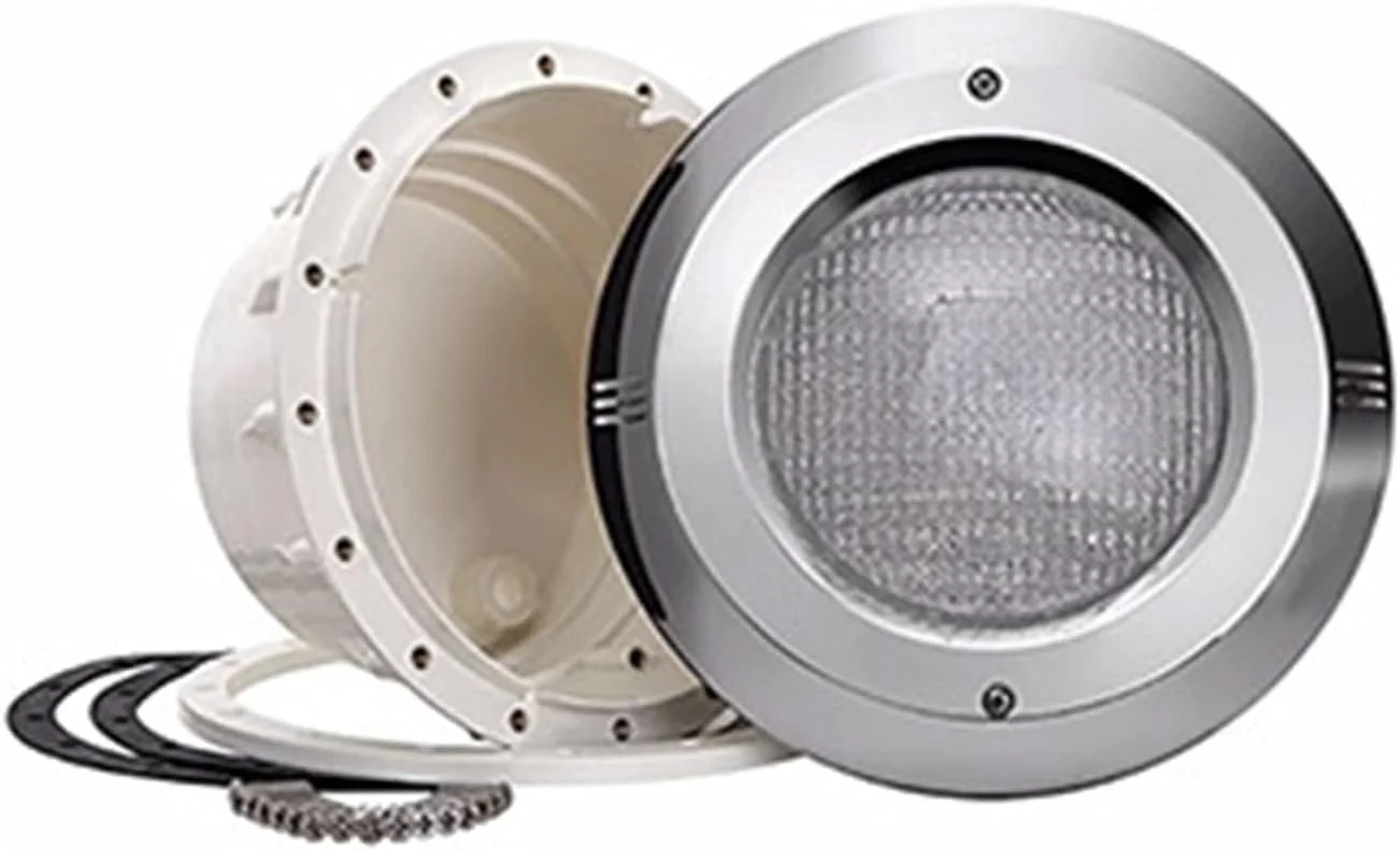چراغ های LED زیر آب حوض - چراغ LED حلقه ای فواره، چراغ زیر آب توکار ضد آب IP68، 12 ولت AC با کنترل از راه دور نورافکن استخر، با جایگاه استیل ضد زنگ PAR56 (رنگ: سفید گرم)