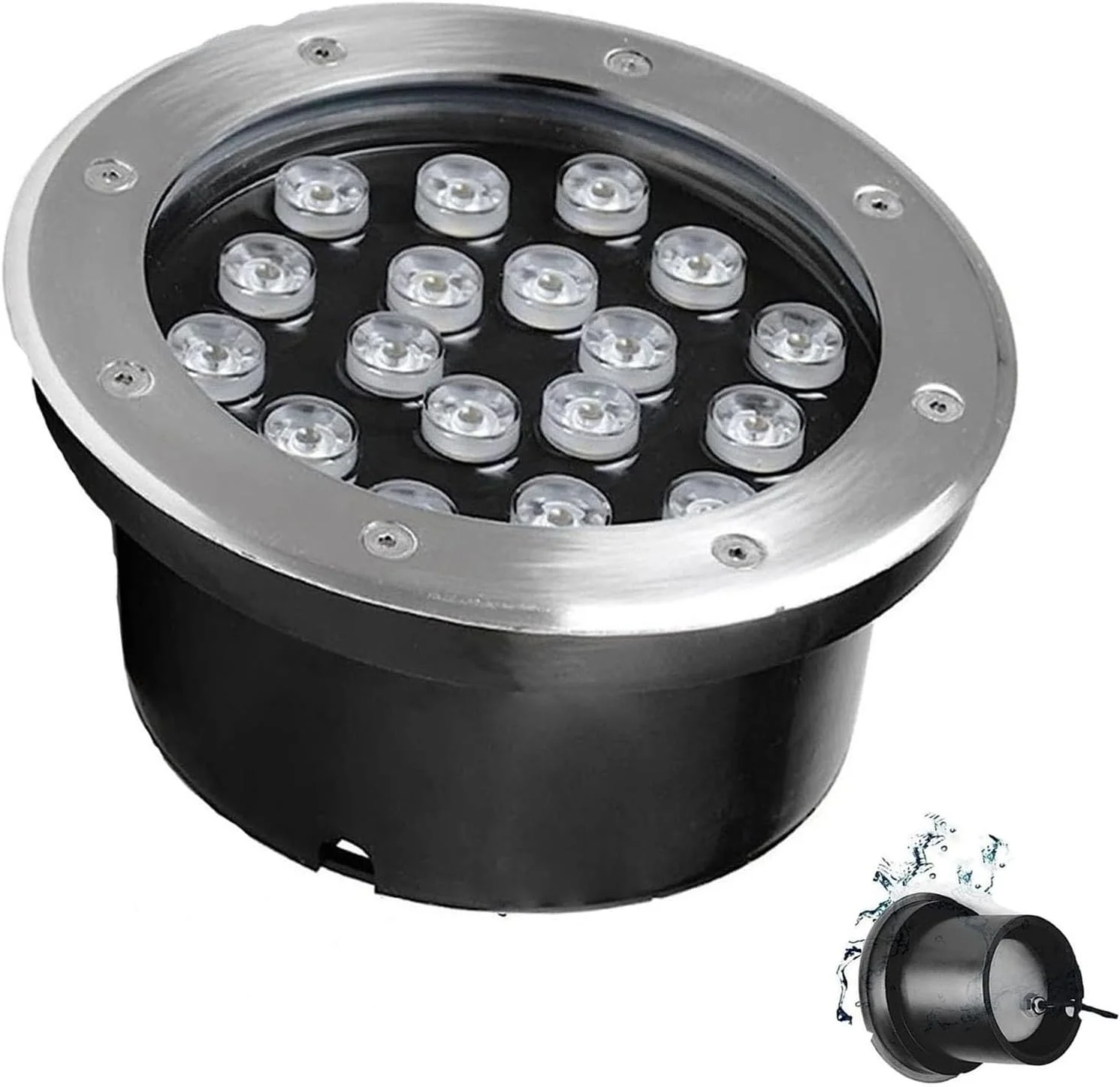 چراغ های LED استخری زیر آب - چراغ فواره LED غوطه ور 12 ولت، چراغ های LED زیر آب ضد آب IP68 از جنس استنلس استیل، نورافکن LED توکار استخر، برای میدان ها، باغ ها، ویلاها چراغ های منظره (قرمز، 15 وات)