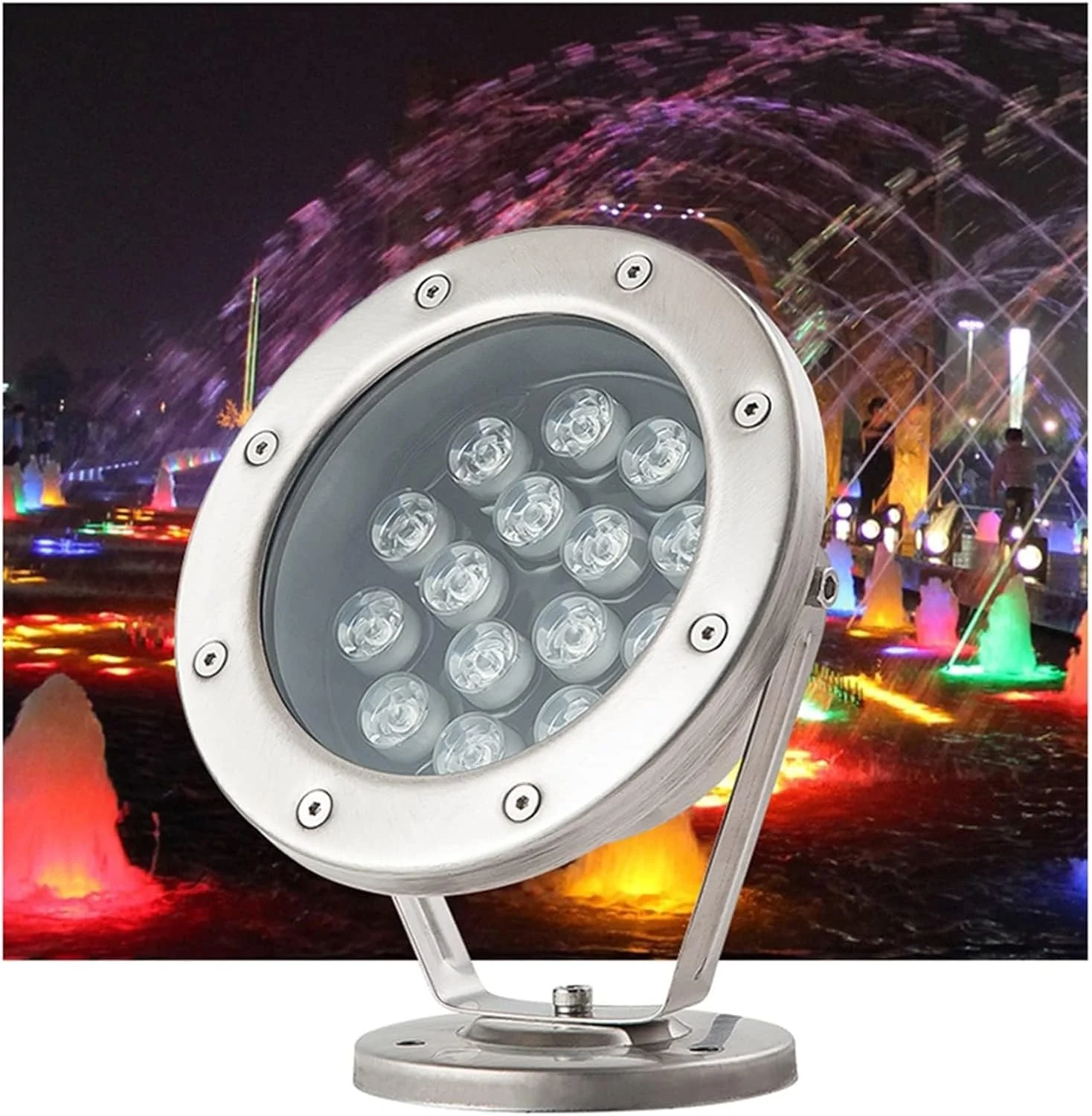 چراغ فواره حلقه ای ال ای دی - چراغ زیرآبی استخر ال ای دی - چراغ های حوضچه 24 ولت ضد آب IP68 حلقه ای ال ای دی زیر آب، برای باغ، استخر فواره، دکوراسیون منظره (رنگ: قرمز، S