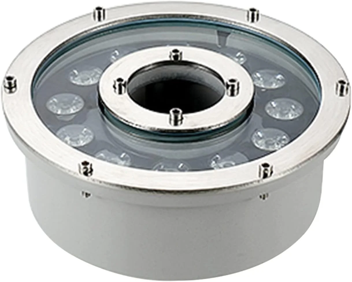 چراغ فواره حلقه ای LED، نورافکن منظره زیر آب غوطه ور سوراخ میانی 12 ولت/24 ولت IP68 برای استخر فواره باغ (قرمز، 12 وات (24 ولت))