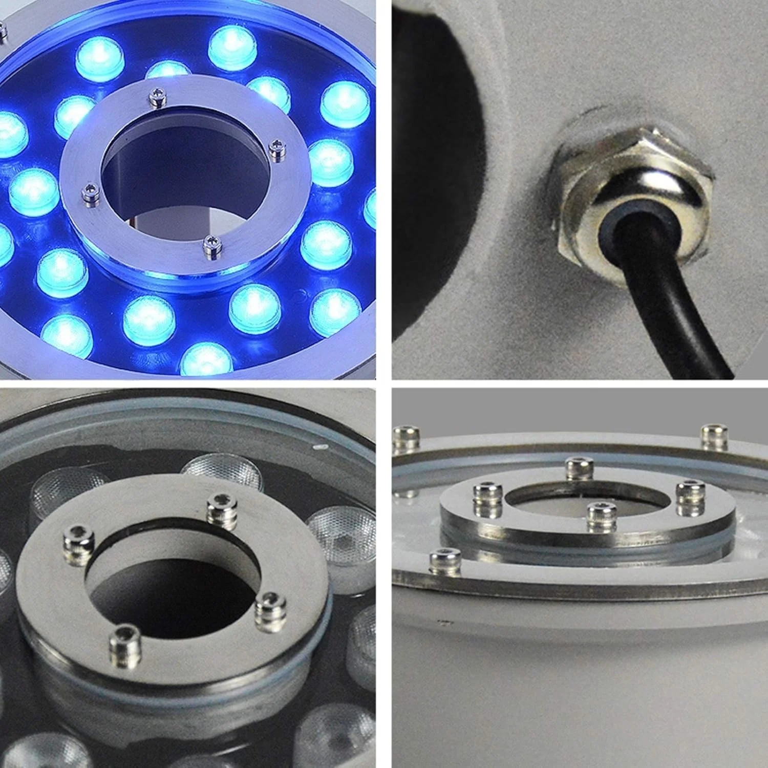 چراغ فواره حلقه ای LED، نورافکن منظره زیر آب غوطه ور سوراخ میانی 12 ولت/24 ولت IP68 برای استخر فواره باغ (قرمز، 12 وات (24 ولت)) چراغ فواره حلقه ای LED، نورافکن منظره زیر آب غوطه ور سوراخ میانی 12 ولت/24 ولت IP68 برای استخر فواره باغ (قرمز، 12 وات (24 ولت))