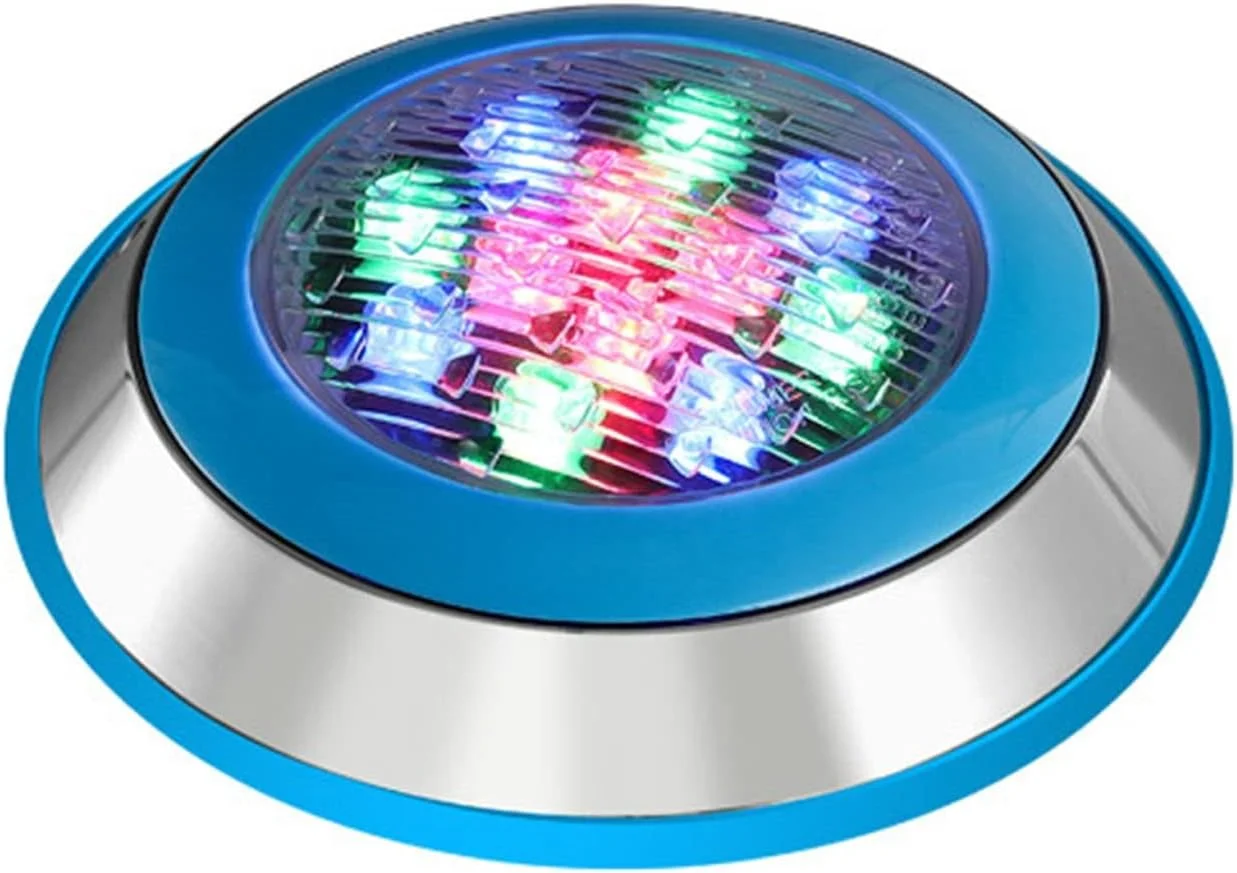 چراغ استخری LED فواره ای، چراغ دیواری زیر آب با تغییر رنگ RGB IP68، برای تزئین استخرها، حوضچه ها (رنگ: آبی، اندازه: 24 ولت (24 وات))