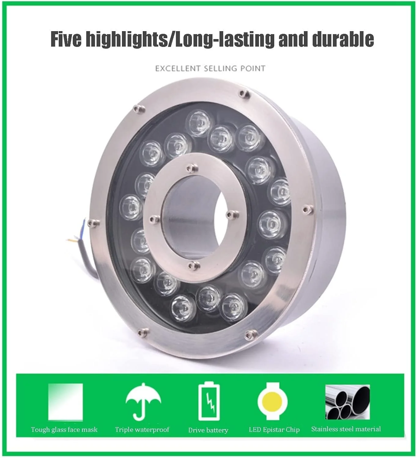 چراغ های فواره ای LED چراغ های استخری زیر آب IP68 ضد آب حلقه ای بیرونی چراغ حوض ولتاژ پایین AC12/24V نورپردازی منظره غوطه ور برای استخر شنا، فواره، حوض، صخره، هتل، پارک (سفید، 6 وات) چراغ های فواره ای LED چراغ های استخری زیر آب IP68 ضد آب حلقه ای بیرونی چراغ حوض ولتاژ پایین AC12/24V نورپردازی منظره غوطه ور برای استخر شنا، فواره، حوض، صخره، هتل، پارک (سفید، 6 وات)