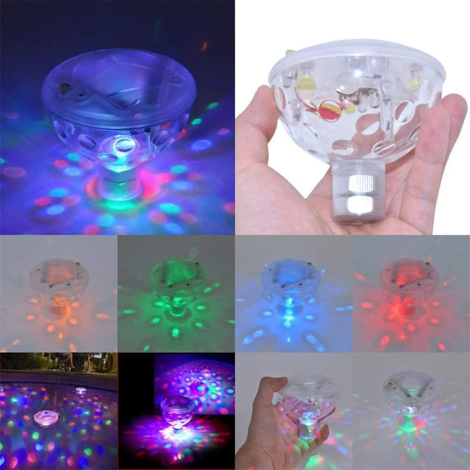 چراغ های شناور LED استخری ELECDON، چراغ زیرآبی برای حوضچه دیسکو حمام استخر اسباب بازی های حمام کودک، 5 حالت رنگی متنوع با باتری برای زمان حمام، حوضچه ها، مهمانی های استخر