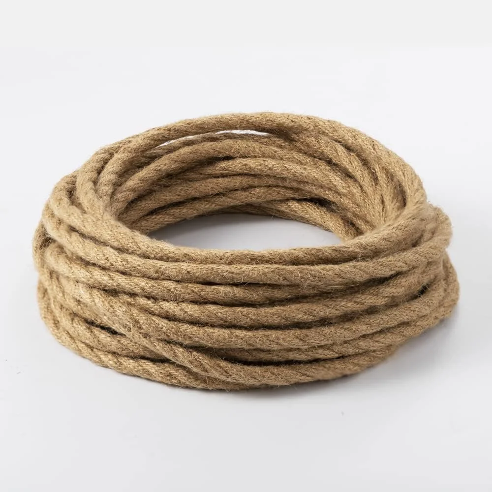 سیم طنابی برق LED Vecys، سیم برق بافته شده طنابی کنفی 2 هسته ای، کابل کتان روکش دار مسی بافته شده صنعتی طنابی هسته مسی 0.75mm² لامپ آویز DIY سیم طنابی برق LED Vecys، سیم برق بافته شده طنابی کنفی 2 هسته ای، کابل کتان روکش دار مسی بافته شده صنعتی طنابی هسته مسی 0.75mm² لامپ آویز DIY