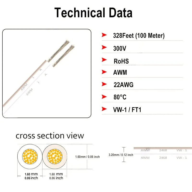کابل محافظ ZDmalt 5050 2835، کابل افزایش نور، سیم مسی قلع اندود PVC عایق 18 AWG، سیم های الکتریکی 2 پین سفید برای بلندگوها سیم اتصال زمین (رنگ: قرمز-مشکی، اندازه: 100 متر) کابل محافظ ZDmalt 5050 2835، کابل افزایش نور، سیم مسی قلع اندود PVC عایق 18 AWG، سیم های الکتریکی 2 پین سفید برای بلندگوها سیم اتصال زمین (رنگ: قرمز-مشکی، اندازه: 100 متر)