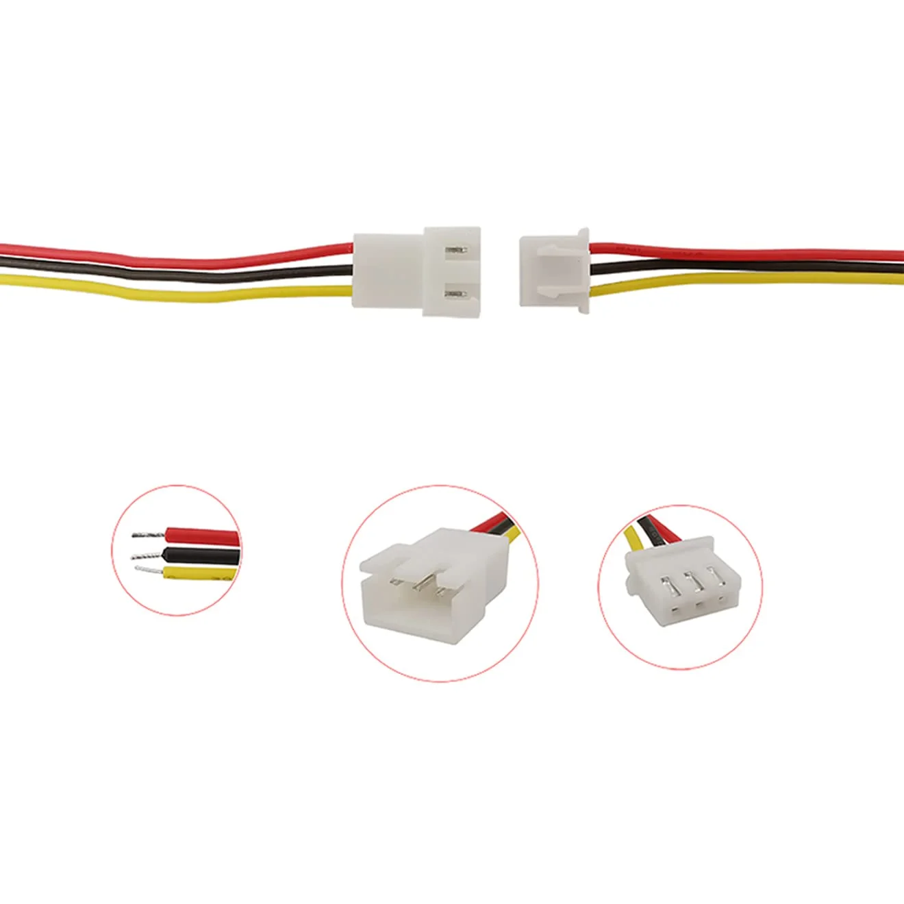 20 جفت کانکتور 3 پین JST XH 2.54mm، کانکتور مادگی و نری با فاصله 2.54mm به همراه سیم توسعه 200mm 26AWG