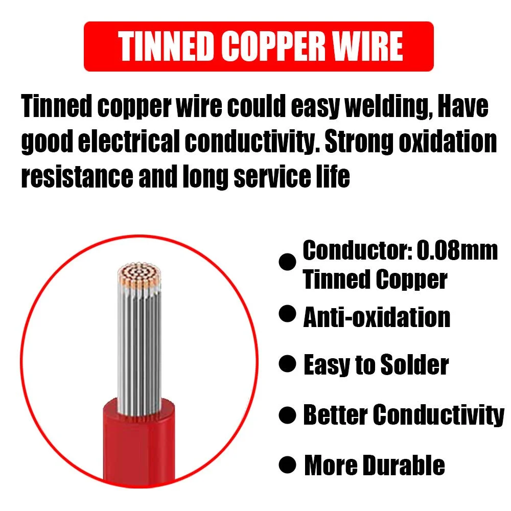 کیت سیم قلاب‌آپ Youmile 24AWG، سیم سیلیکونی گیج 24، 300 ولت، 7 رنگ، 10 متر/33 فوت، هر کدام سیم مسی قلع اندود شده رشته‌ای، کیت متنوع سیم برق با 50 عدد وارنیش حرارتی، 70 عدد برچسب سیم