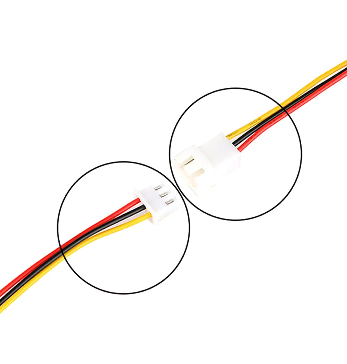 20 جفت کانکتور 3 پین JST XH 2.54mm، کانکتور مادگی و نری با فاصله 2.54mm به همراه سیم توسعه 200mm 26AWG