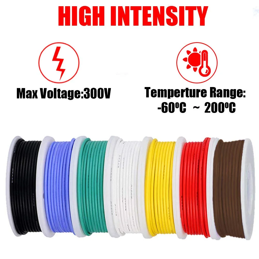 کیت سیم قلاب 24AWG، سیم سیلیکونی گیج 24، 300 ولت، 7 رنگ، 10 متر/33 فوت، هر کدام سیم مسی قلع اندود شده، کیت مجموعه سیم برق با 50 عدد روکش حرارتی، 70 عدد برچسب سیم کیت سیم قلاب 24AWG، سیم سیلیکونی گیج 24، 300 ولت، 7 رنگ، 10 متر/33 فوت، هر کدام سیم مسی قلع اندود شده، کیت مجموعه سیم برق با 50 عدد روکش حرارتی، 70 عدد برچسب سیم