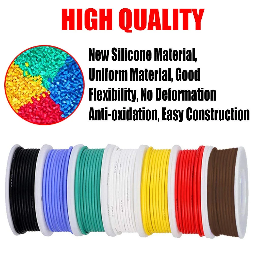 کیت سیم قلاب 24AWG، سیم سیلیکونی گیج 24، 300 ولت، 7 رنگ، 10 متر/33 فوت، هر کدام سیم مسی قلع اندود شده، کیت مجموعه سیم برق با 50 عدد روکش حرارتی، 70 عدد برچسب سیم کیت سیم قلاب 24AWG، سیم سیلیکونی گیج 24، 300 ولت، 7 رنگ، 10 متر/33 فوت، هر کدام سیم مسی قلع اندود شده، کیت مجموعه سیم برق با 50 عدد روکش حرارتی، 70 عدد برچسب سیم