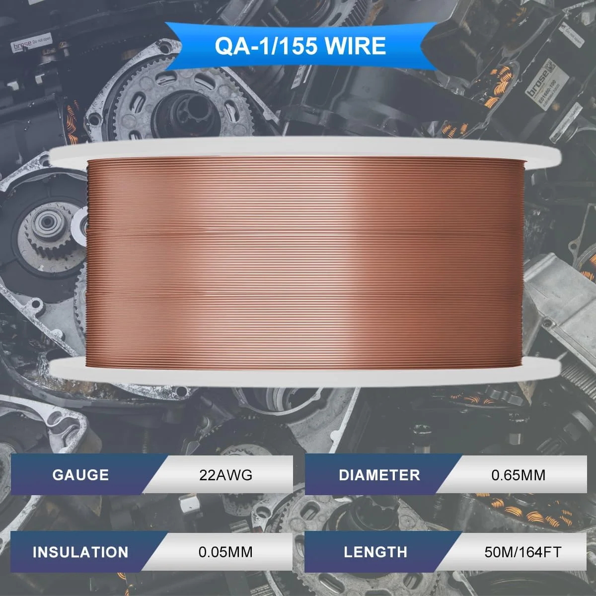 سیم مغناطیسی 22AWG، سیم مسی لعاب دار 0.6 میلی متر × 50 متر، سیم پیچ عایق بندی شده 0.05 میلی متر مقاوم در برابر درجه حرارت بالا 155 درجه سانتیگراد برای موتورها/ترانسفورماتورها، به همراه نوار مقاوم در برابر حرارت بالا 10 میلی متری سیم مغناطیسی 22AWG، سیم مسی لعاب دار 0.6 میلی متر × 50 متر، سیم پیچ عایق بندی شده 0.05 میلی متر مقاوم در برابر درجه حرارت بالا 155 درجه سانتیگراد برای موتورها/ترانسفورماتورها، به همراه نوار مقاوم در برابر حرارت بالا 10 میلی متری