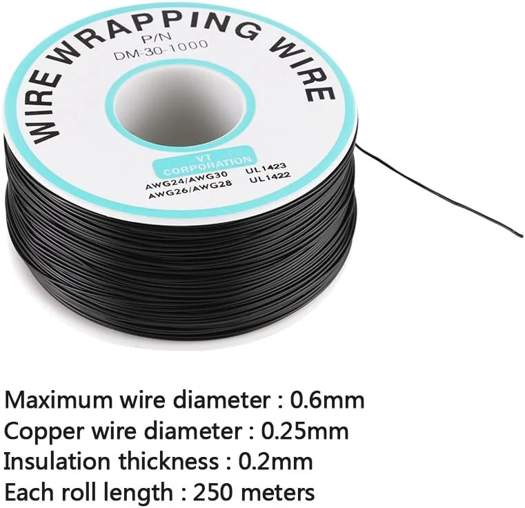 سیم روکش دار 30AWG سیم تک رشته سیم مسی 0.25 میلی متر 250 متر 300 ولت مشکی سیم روکش دار 30AWG سیم تک رشته سیم مسی 0.25 میلی متر 250 متر 300 ولت مشکی