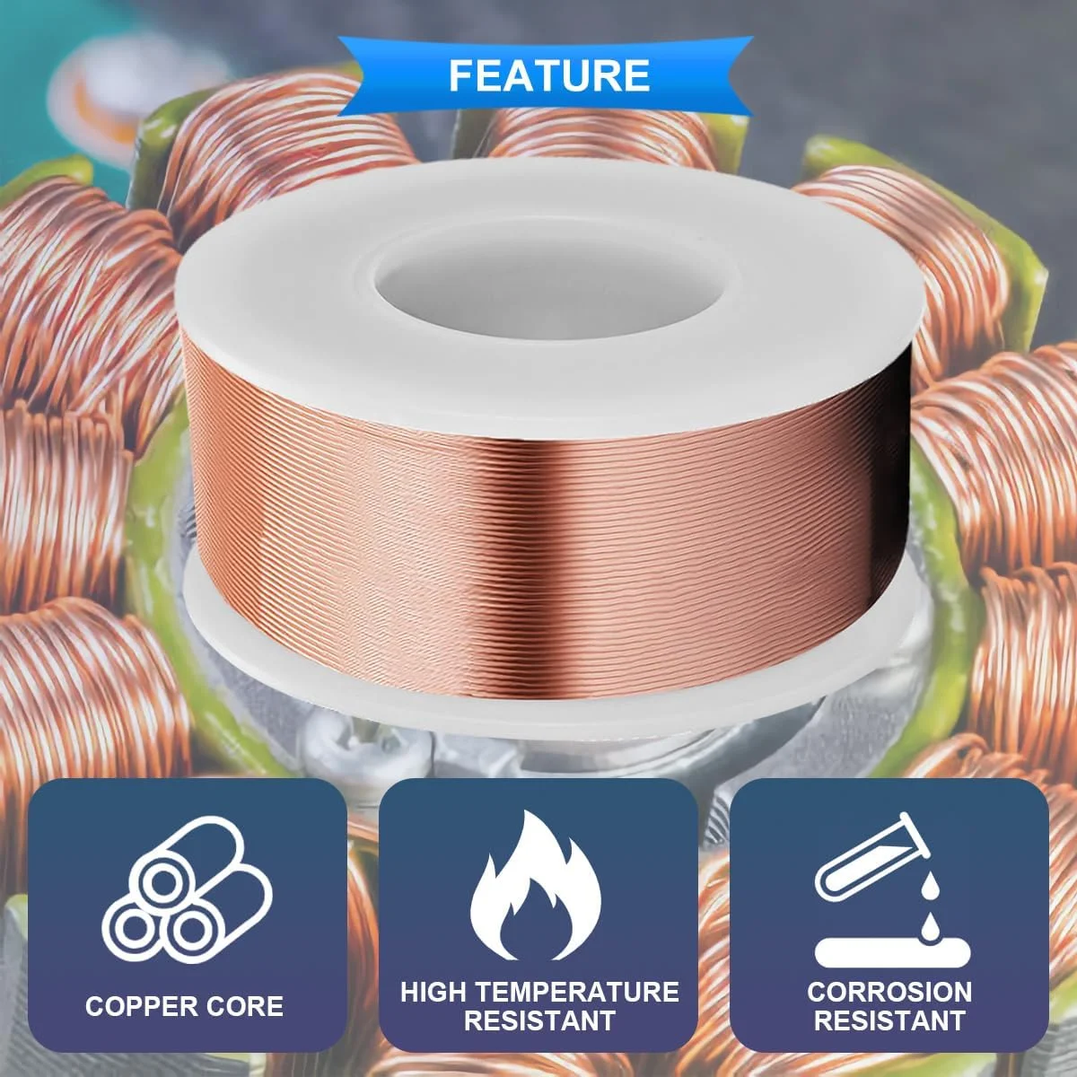 سیم مغناطیسی 22AWG Xiatiaosann، سیم مسی لعاب دار 0.6 میلی متر در 50 متر، سیم پیچ عایق بندی شده 0.05 میلی متر مقاوم در برابر درجه حرارت بالا 155 درجه سانتیگراد برای موتورها/ترانسفورماتورها، همراه با نوار مقاوم در برابر درجه حرارت بالا 10 میلی متر سیم مغناطیسی 22AWG Xiatiaosann، سیم مسی لعاب دار 0.6 میلی متر در 50 متر، سیم پیچ عایق بندی شده 0.05 میلی متر مقاوم در برابر درجه حرارت بالا 155 درجه سانتیگراد برای موتورها/ترانسفورماتورها، همراه با نوار مقاوم در برابر درجه حرارت بالا 10 میلی متر